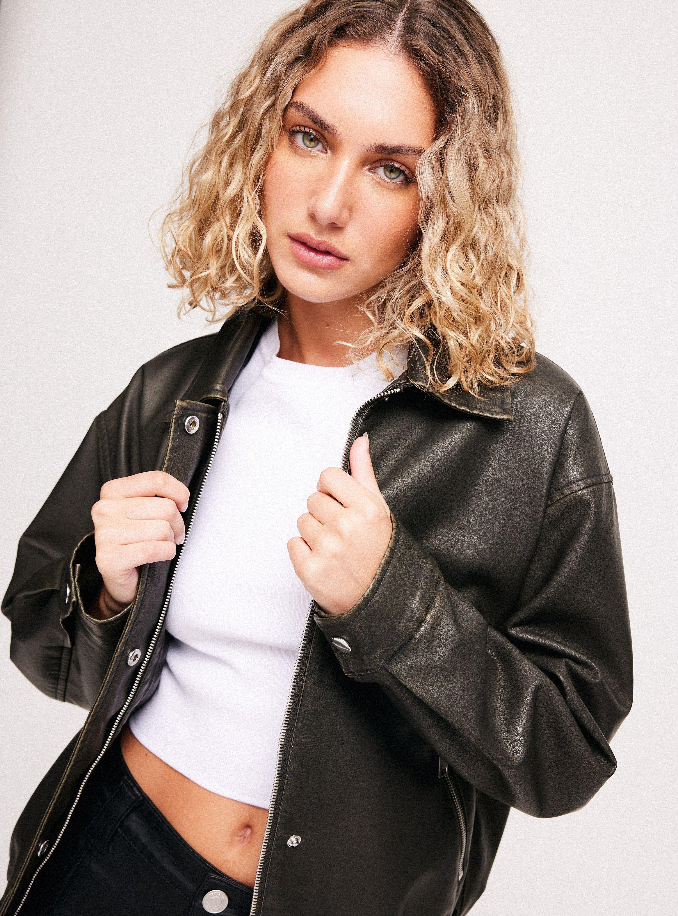 Chaqueta Bomber Efecto Piel-2