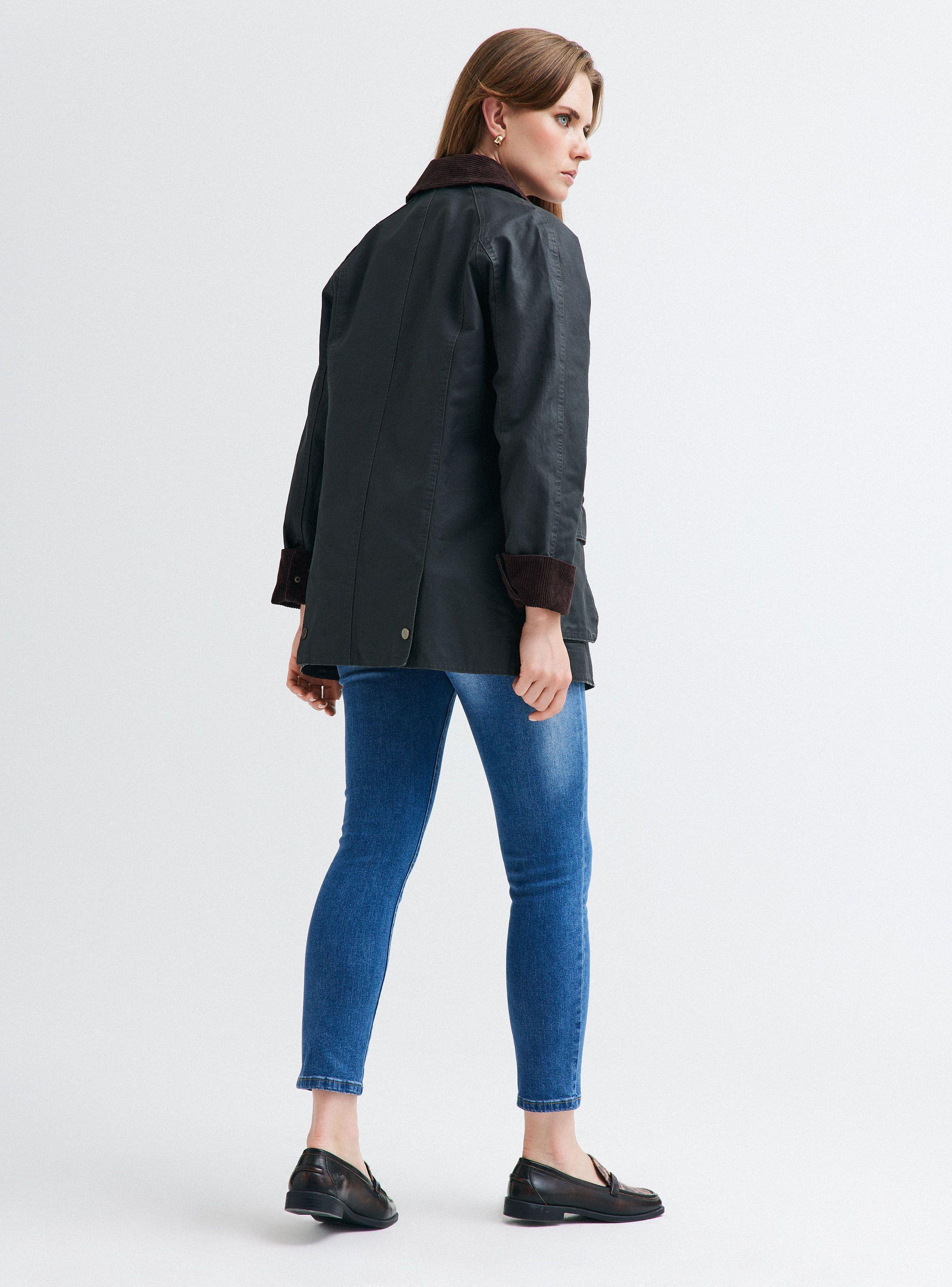 Chaqueta Encerada con Cuello de Cotelé-5