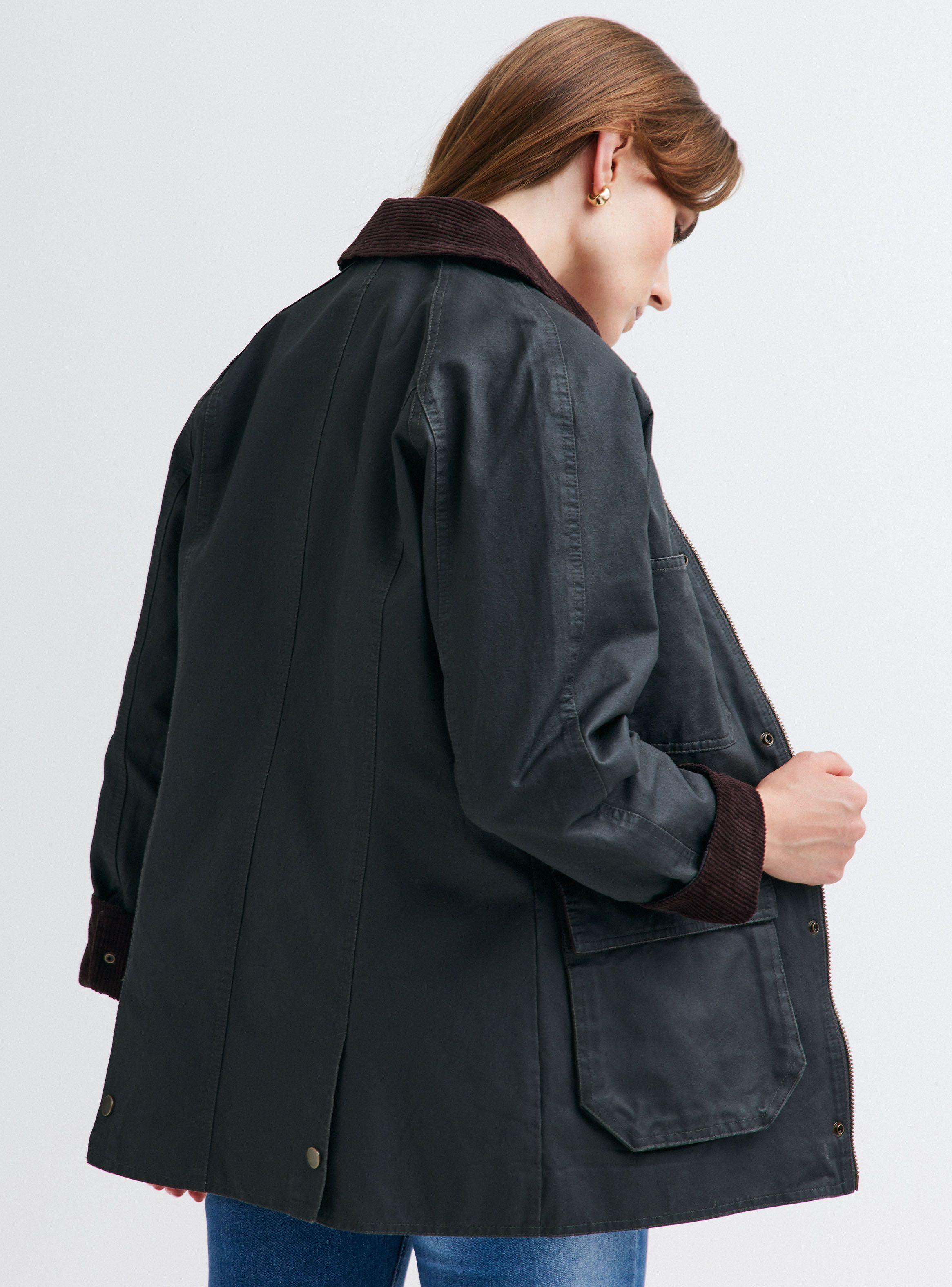 Chaqueta Encerada con Cuello de Cotelé-1