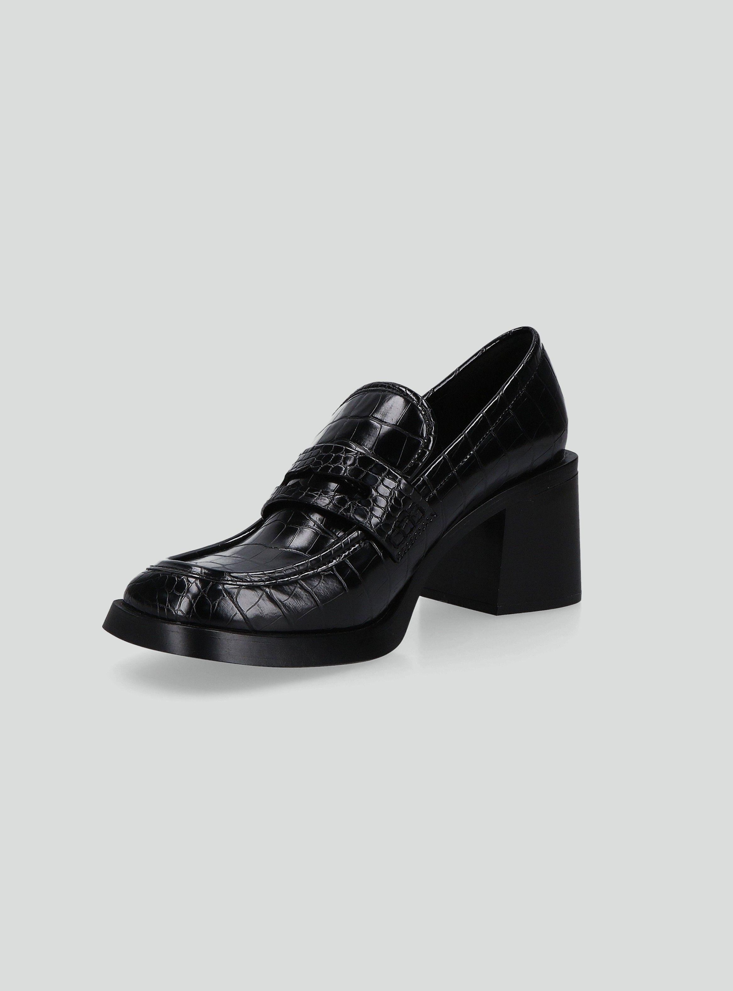 Mocasín Efecto Cuero Textura Croro con Taco Alto Mujer-2