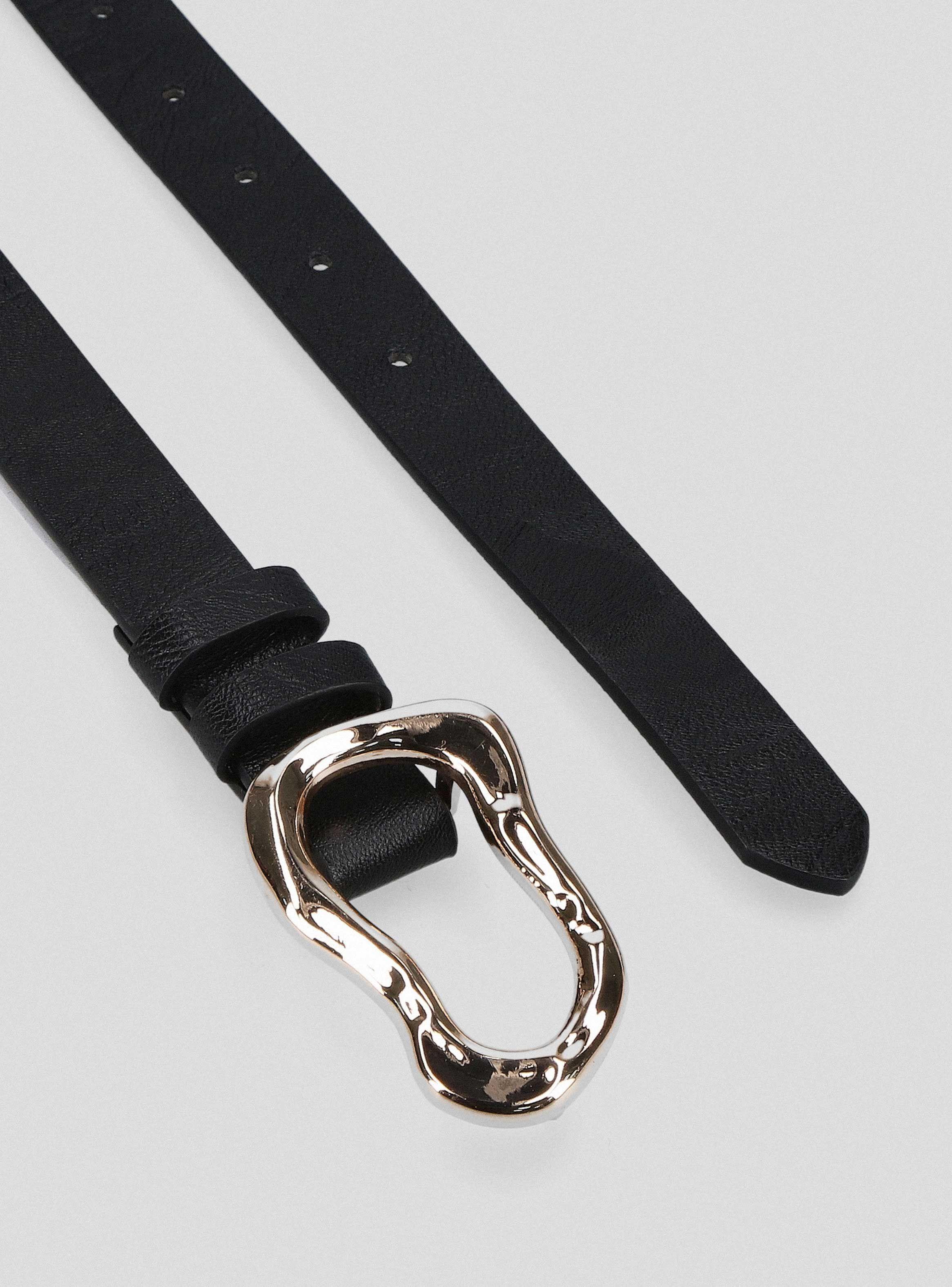 Cinturón Efecto Cuero, Hebilla con Diseño Cuero Sintético-2