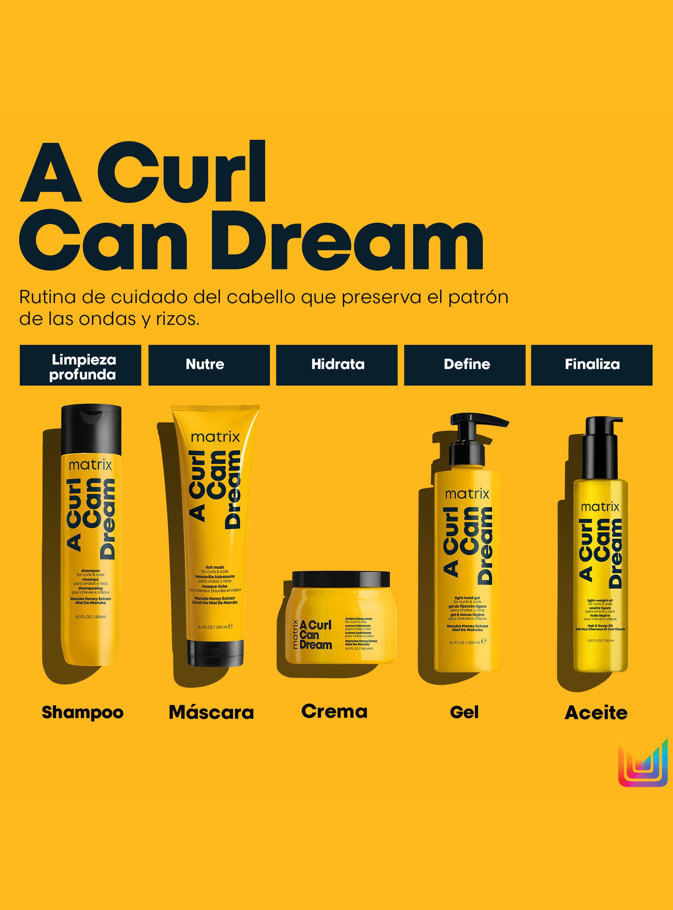 Set Shampoo Hidratación 300ml + Mascara Capilar Definición Cabello Rizado 280ml + Gel 200ml A Curl Can Dream Matrix-5