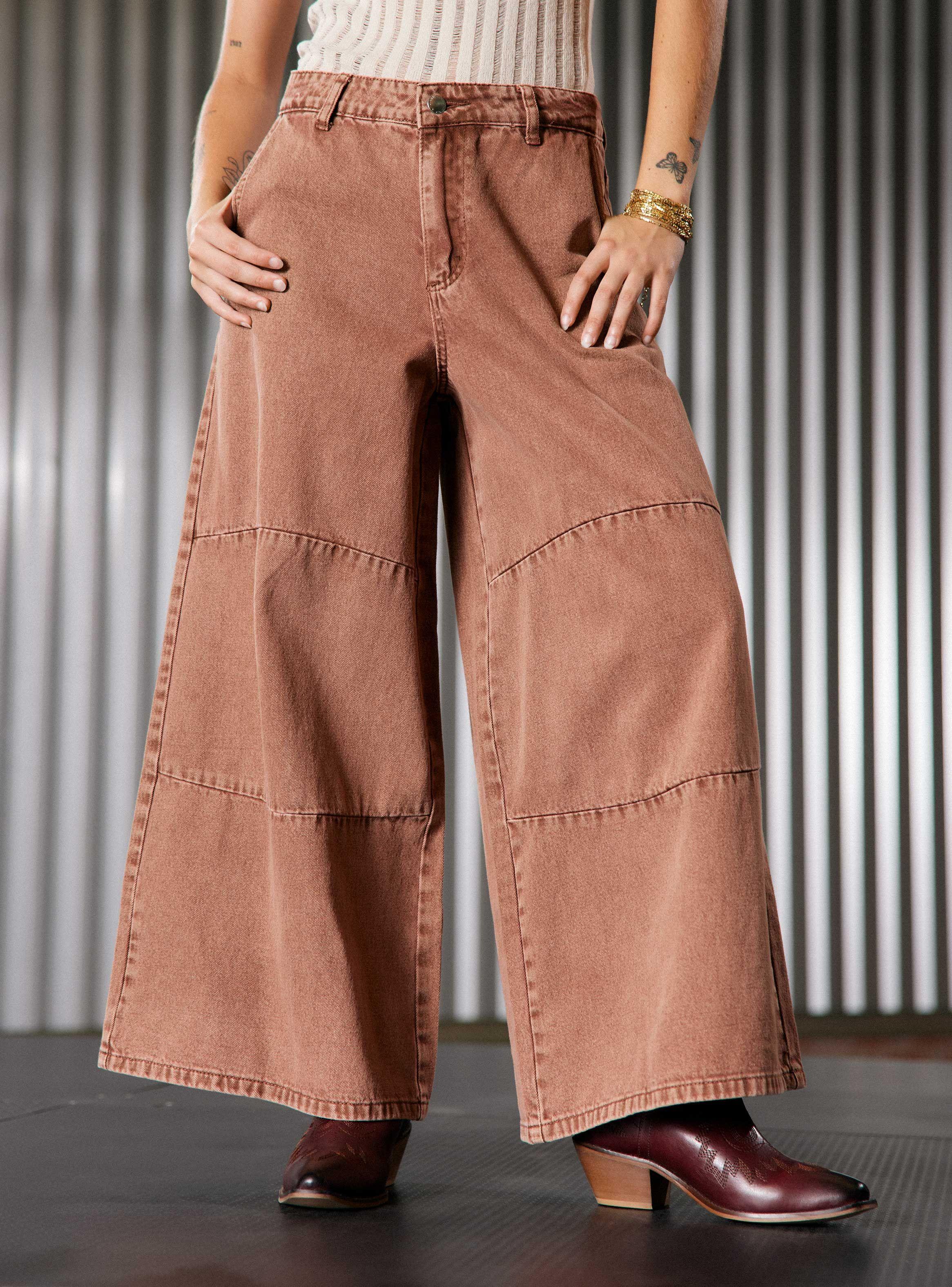 Jeans Culotte con Cortes-0