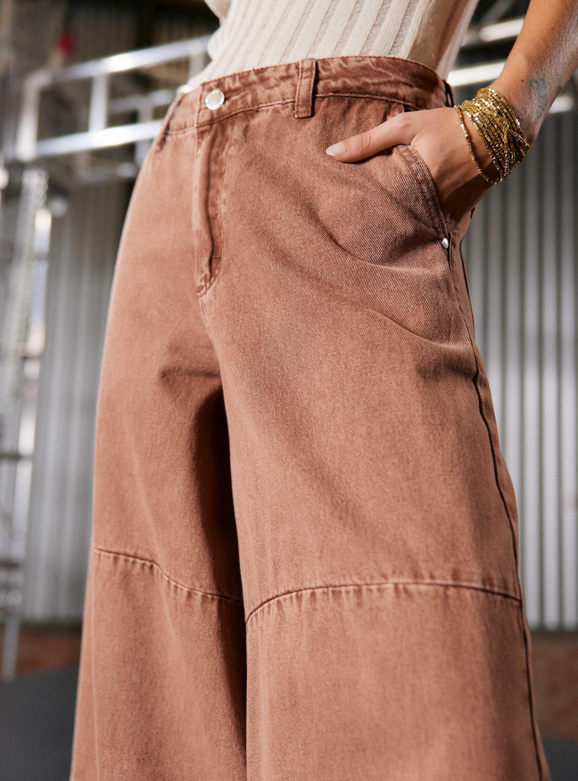 Jeans Culotte con Cortes-2