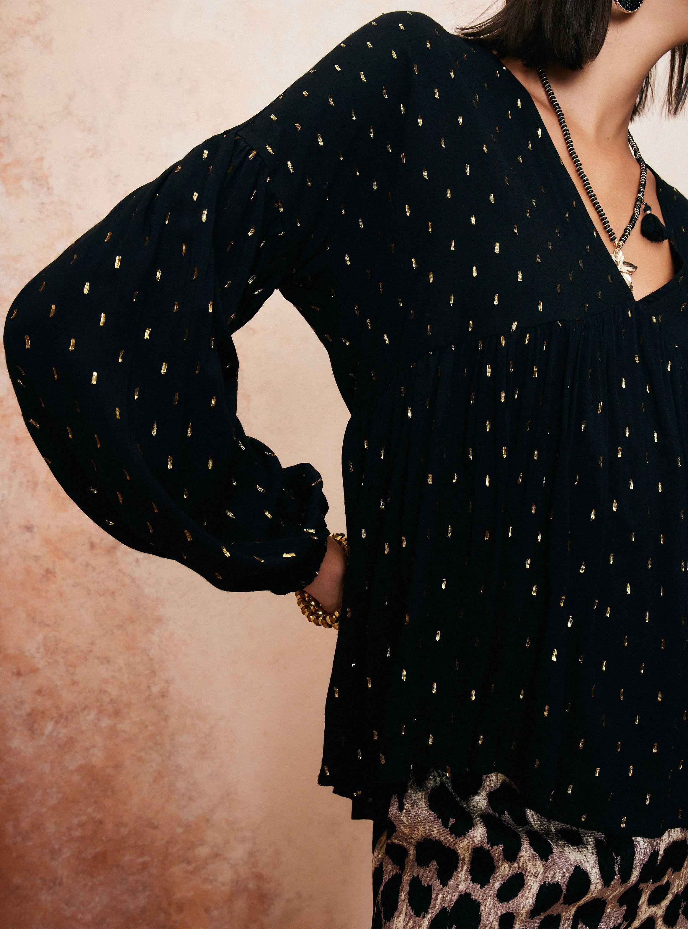 Blusa Tela con Bordados en Hilo de Lurex-3