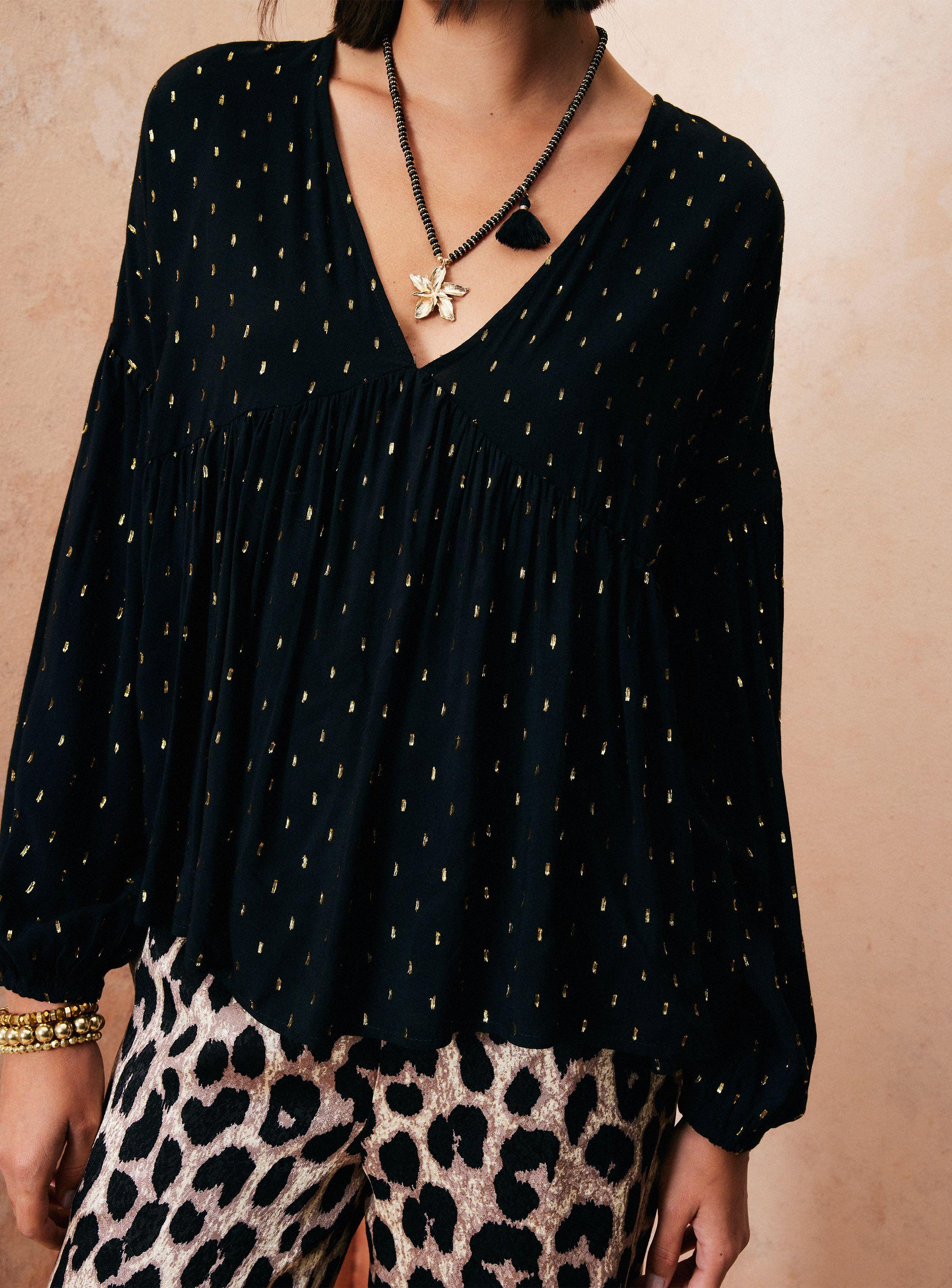 Blusa Tela con Bordados en Hilo de Lurex-2
