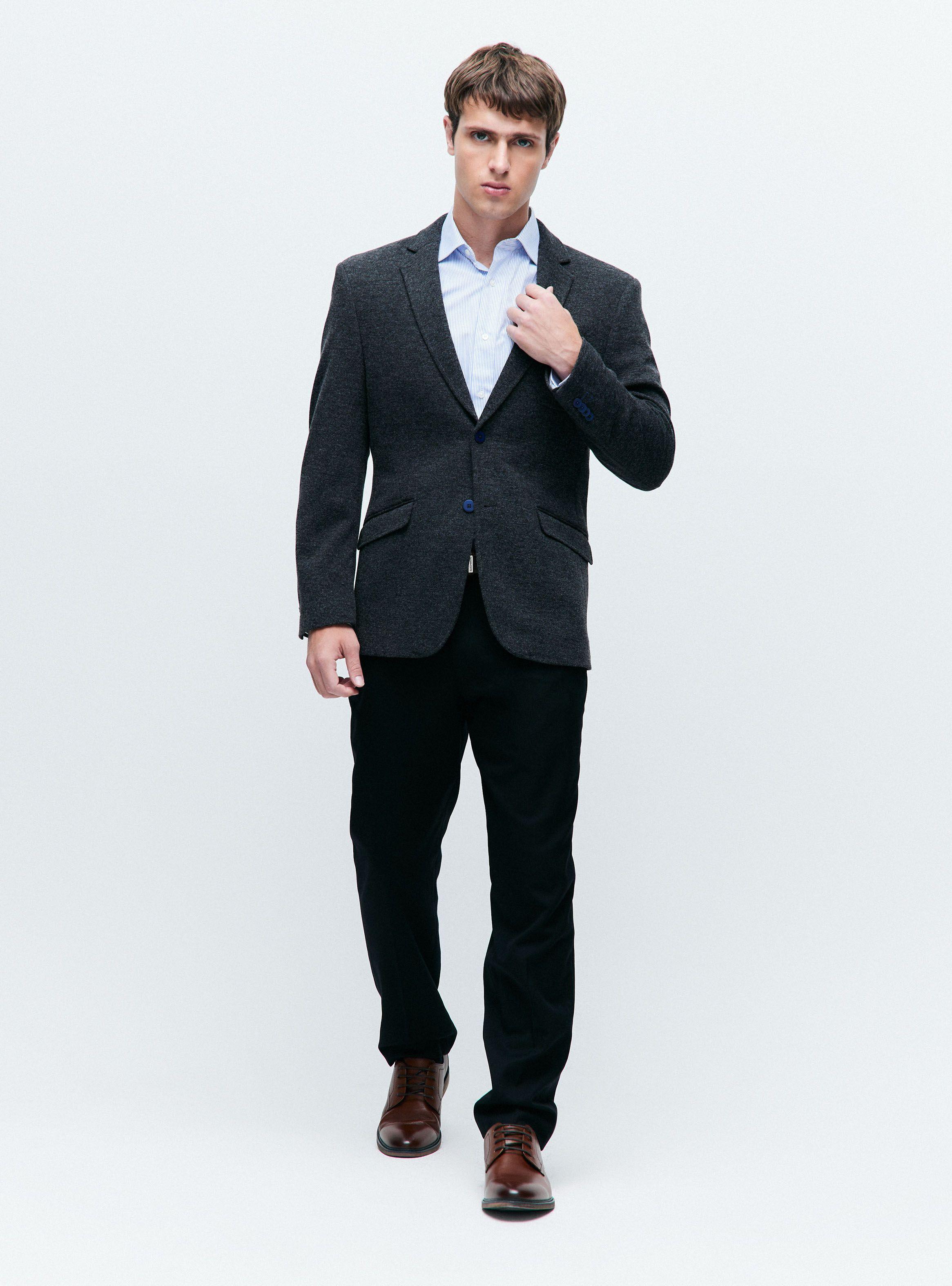 Vestón Recto Slim Fit Knit Texturado-4