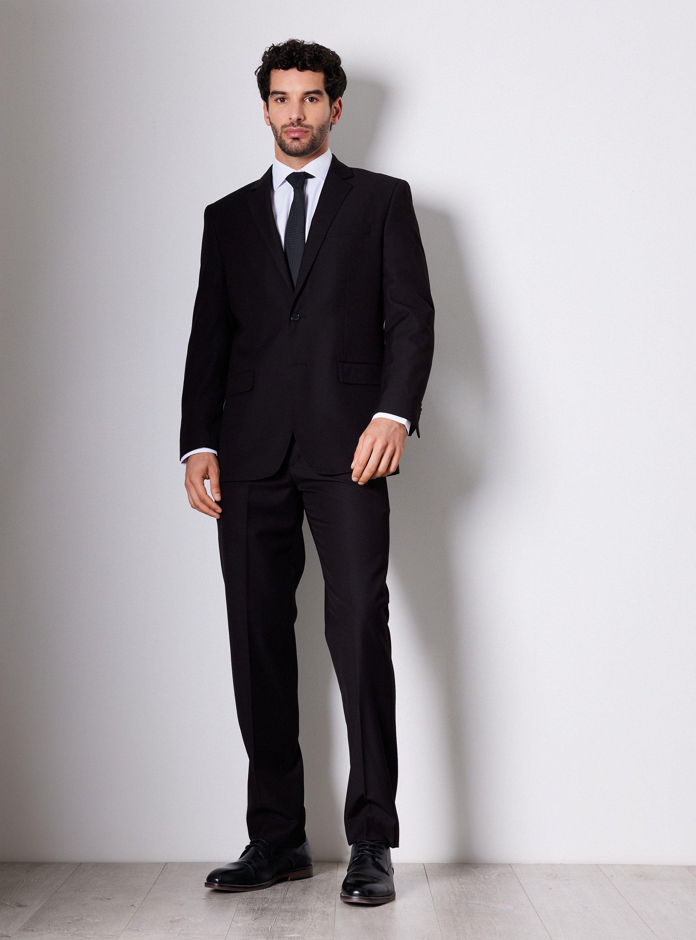 Traje Recto Lana Poliéster Liso Regular Fit-4