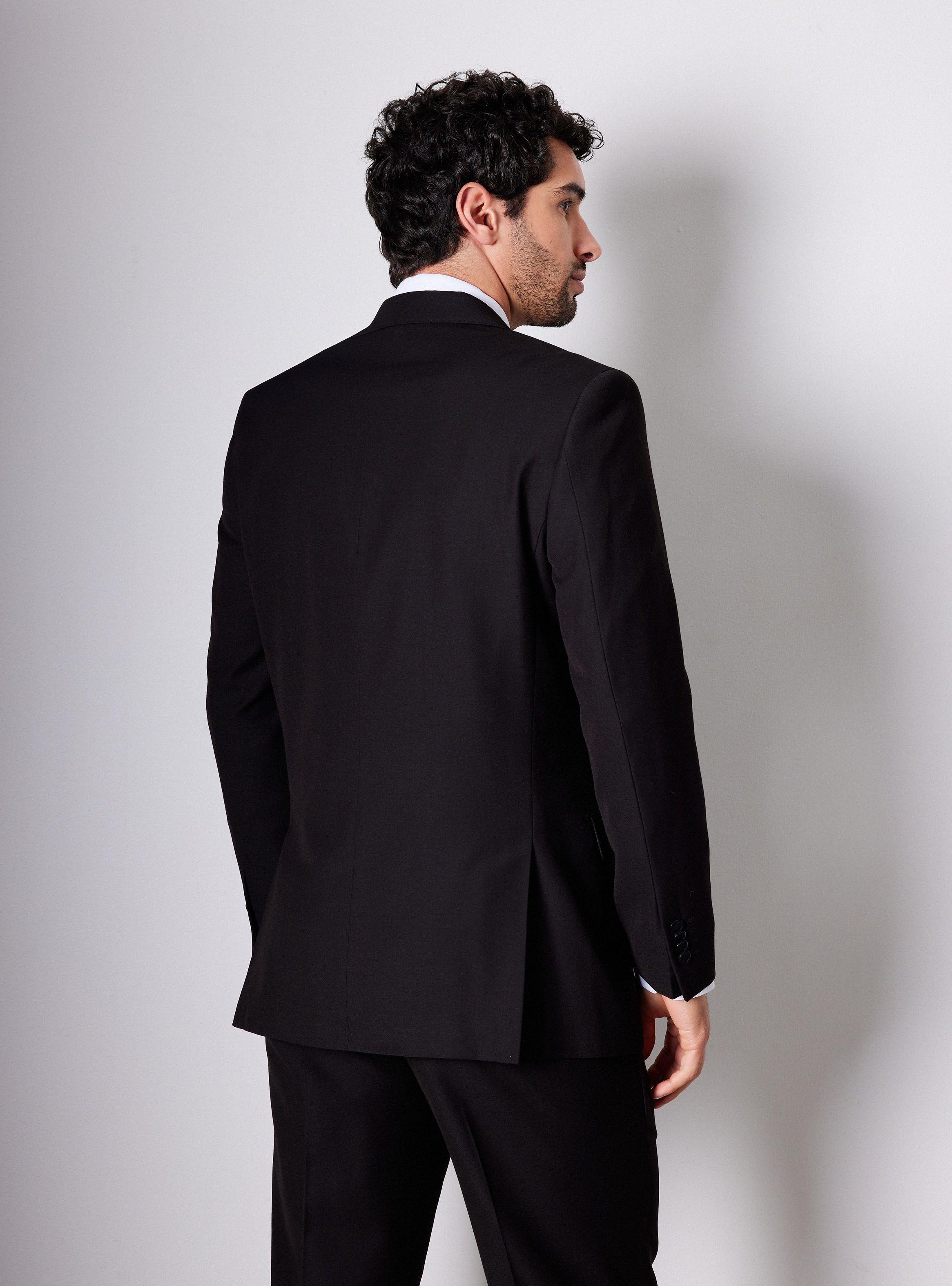 Traje Recto Lana Poliéster Liso Regular Fit-1