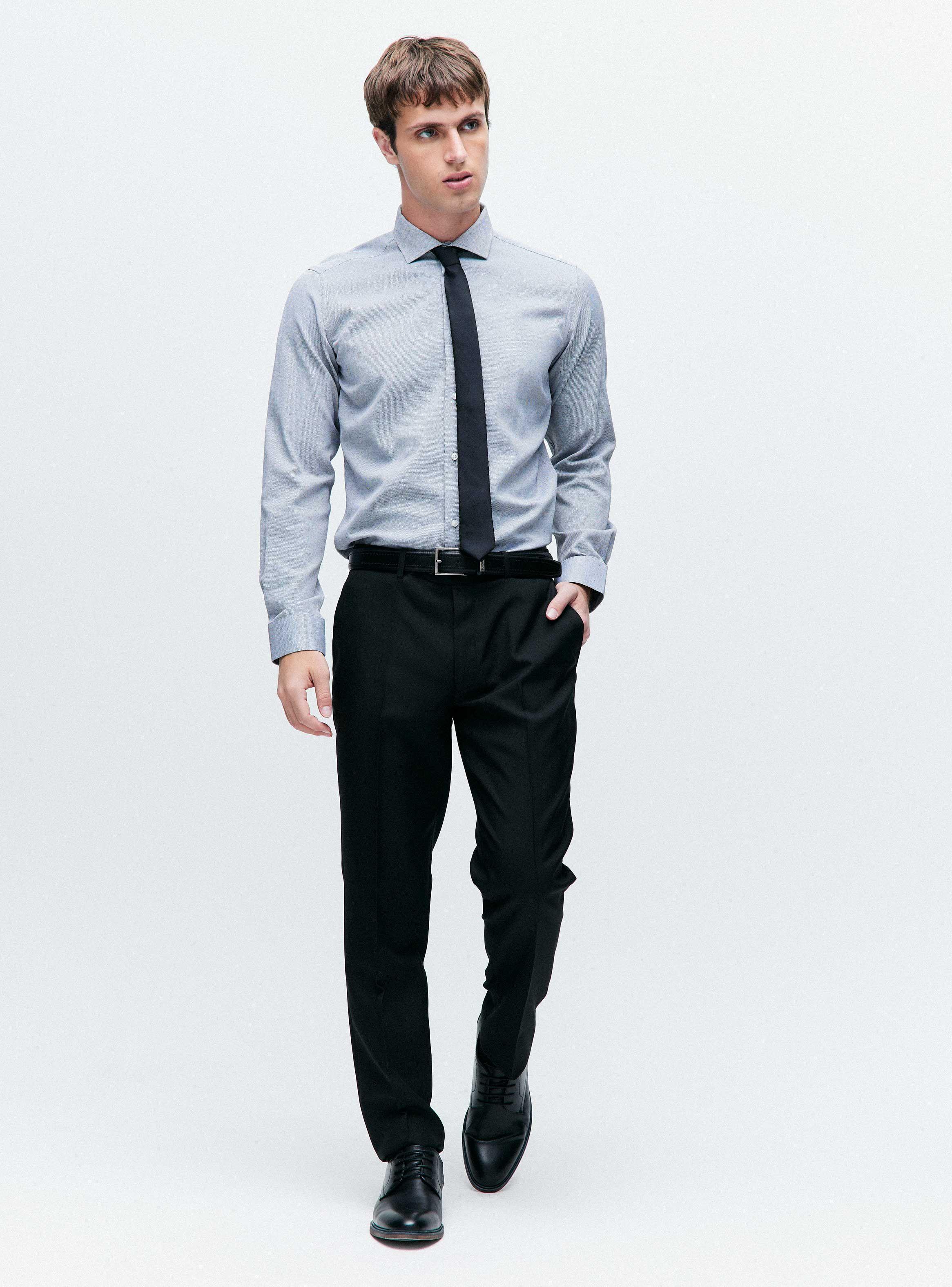 Camisa Slim Fit en Texturas de Color-4