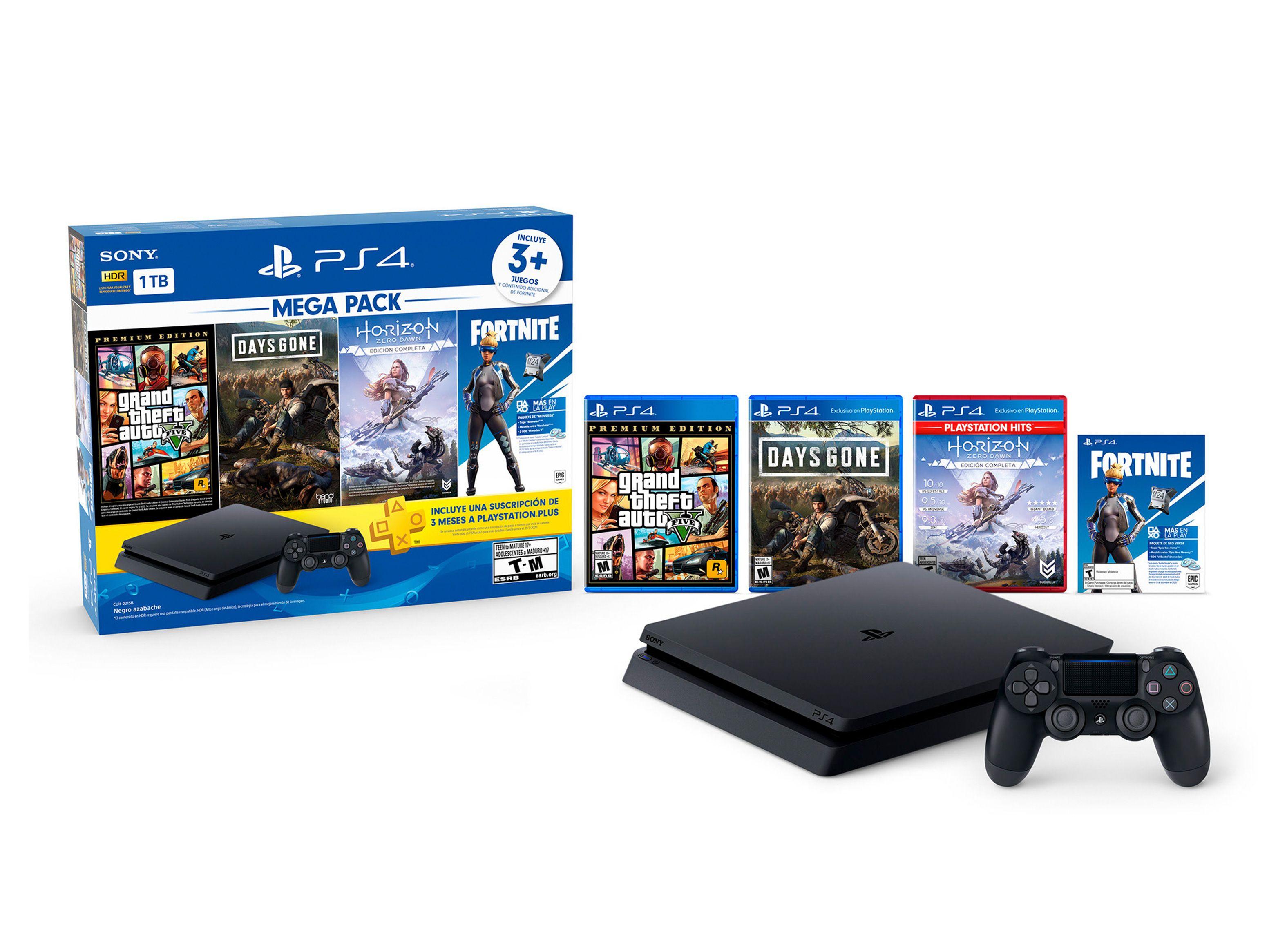 Consola PlayStation PS4 Slim 1TB Megapack 6 + 3 juegos + PS Plus 3 meses + Cupón Fortnite-0