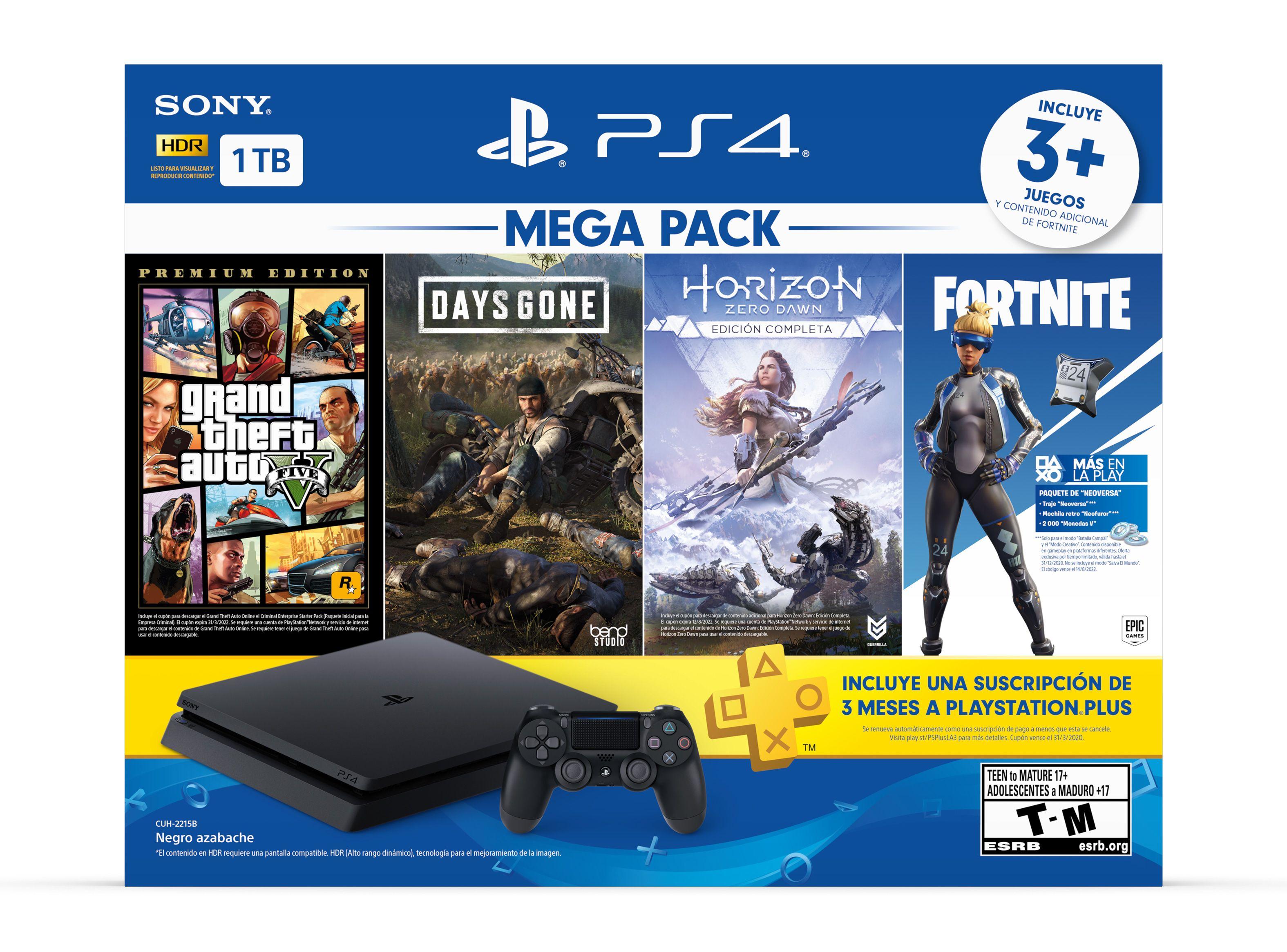 Consola PlayStation PS4 Slim 1TB Megapack 6 + 3 juegos + PS Plus 3 meses + Cupón Fortnite-1