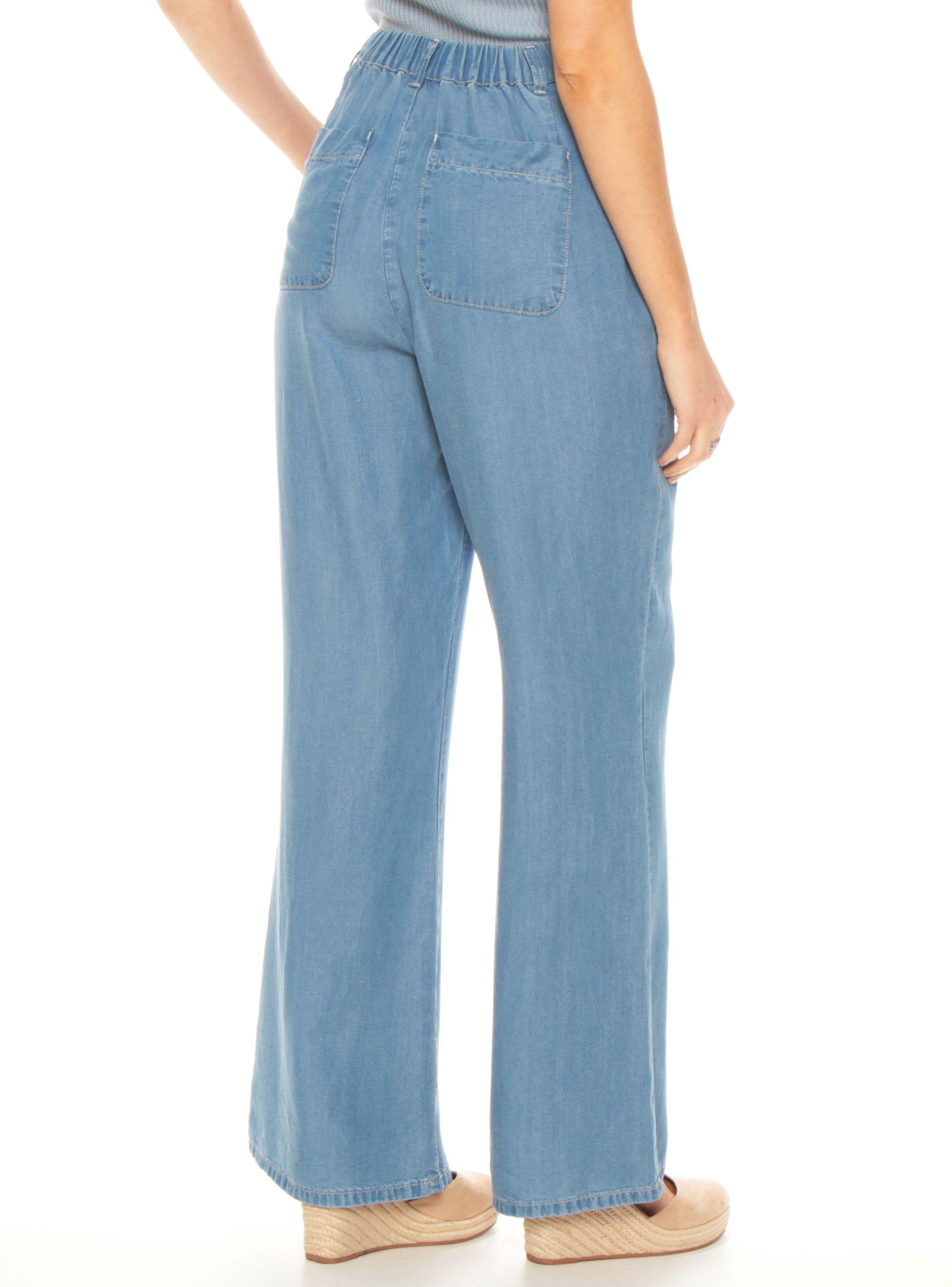 Pantalón Tencel Recto Tiro Alto Básica un Botón Elástico-1