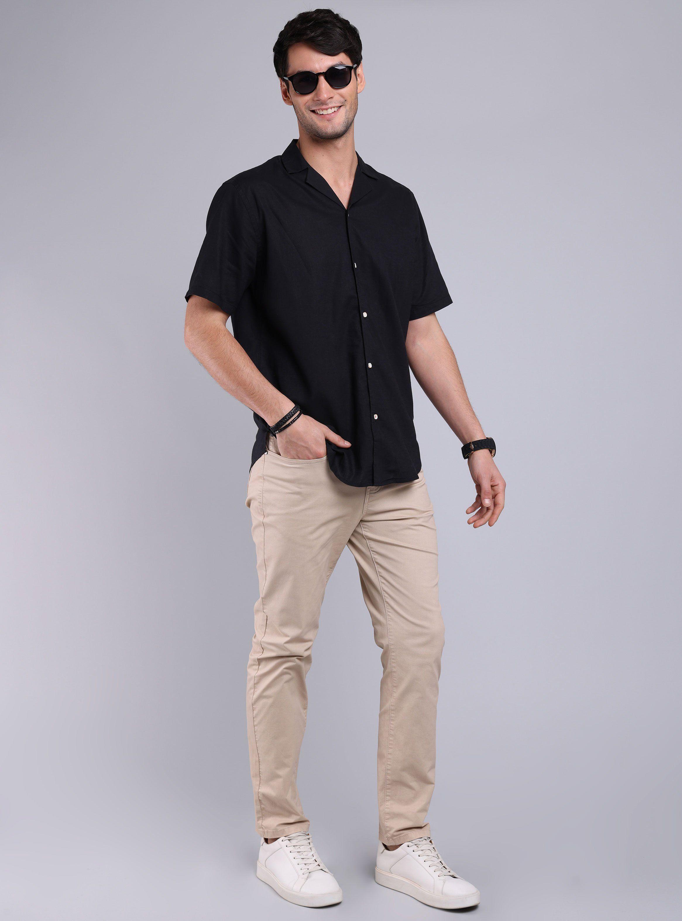 Camisa de Lino Color Cuello Solapa-4