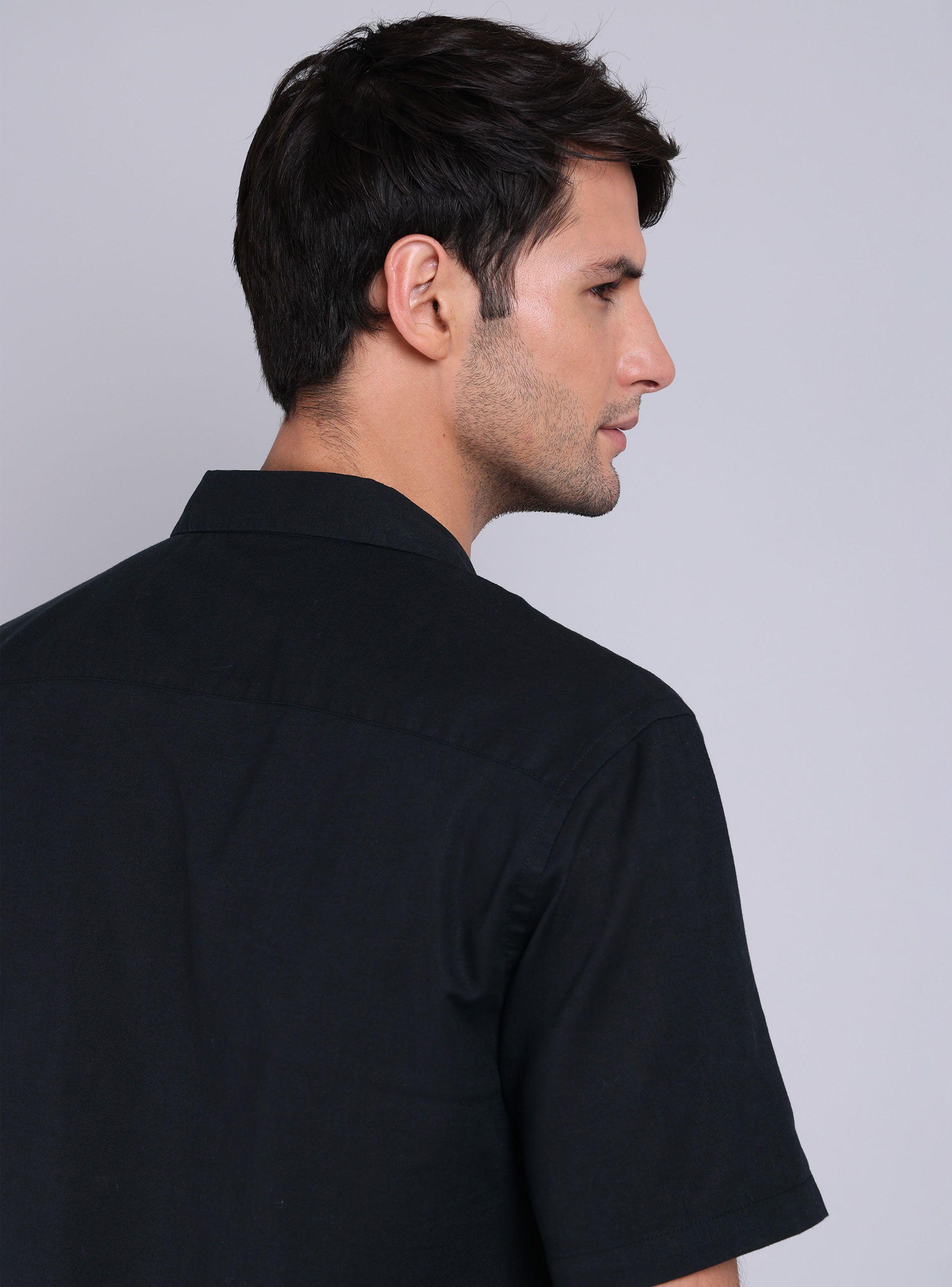 Camisa de Lino Color Cuello Solapa-3