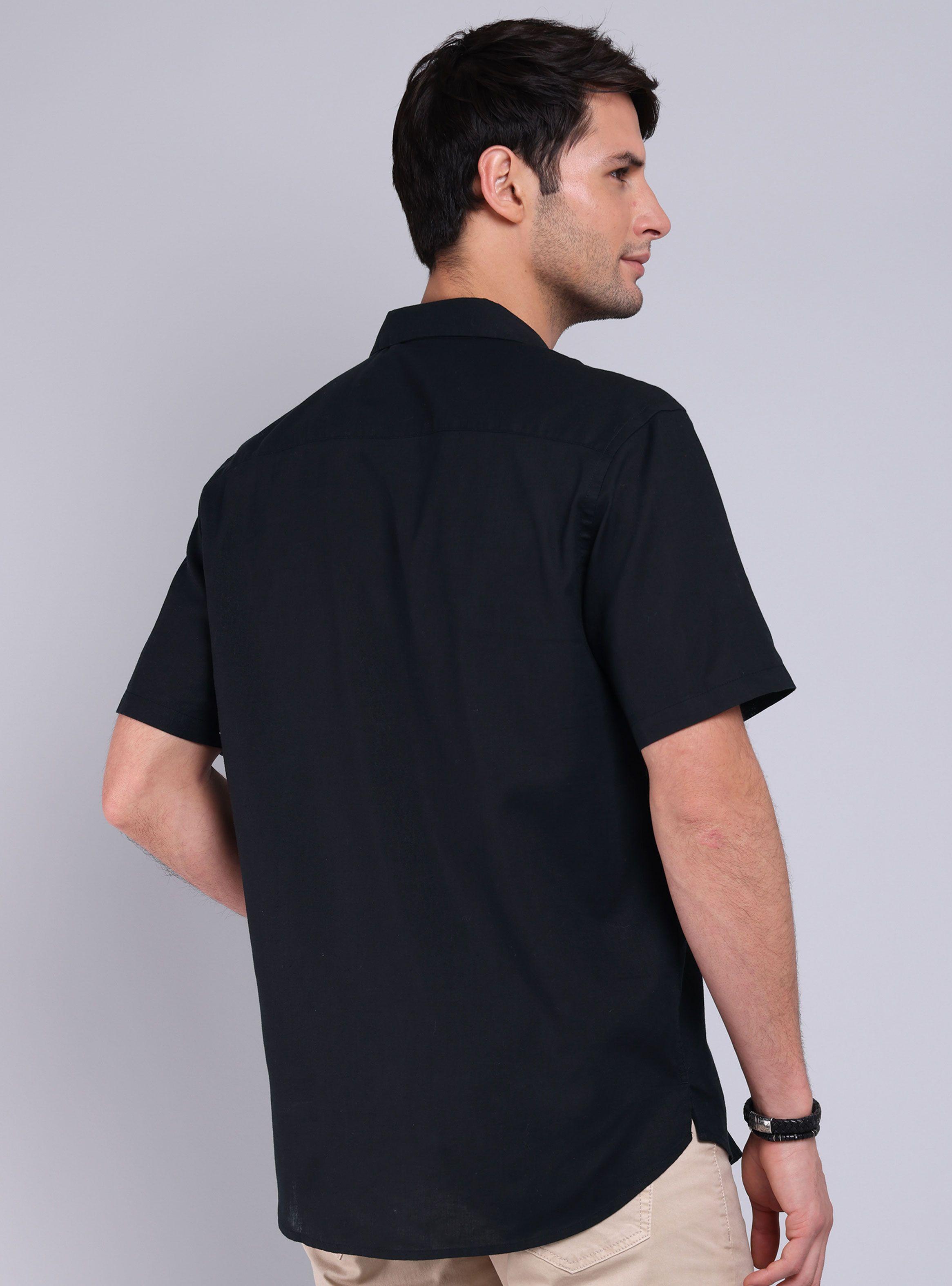 Camisa de Lino Color Cuello Solapa-1