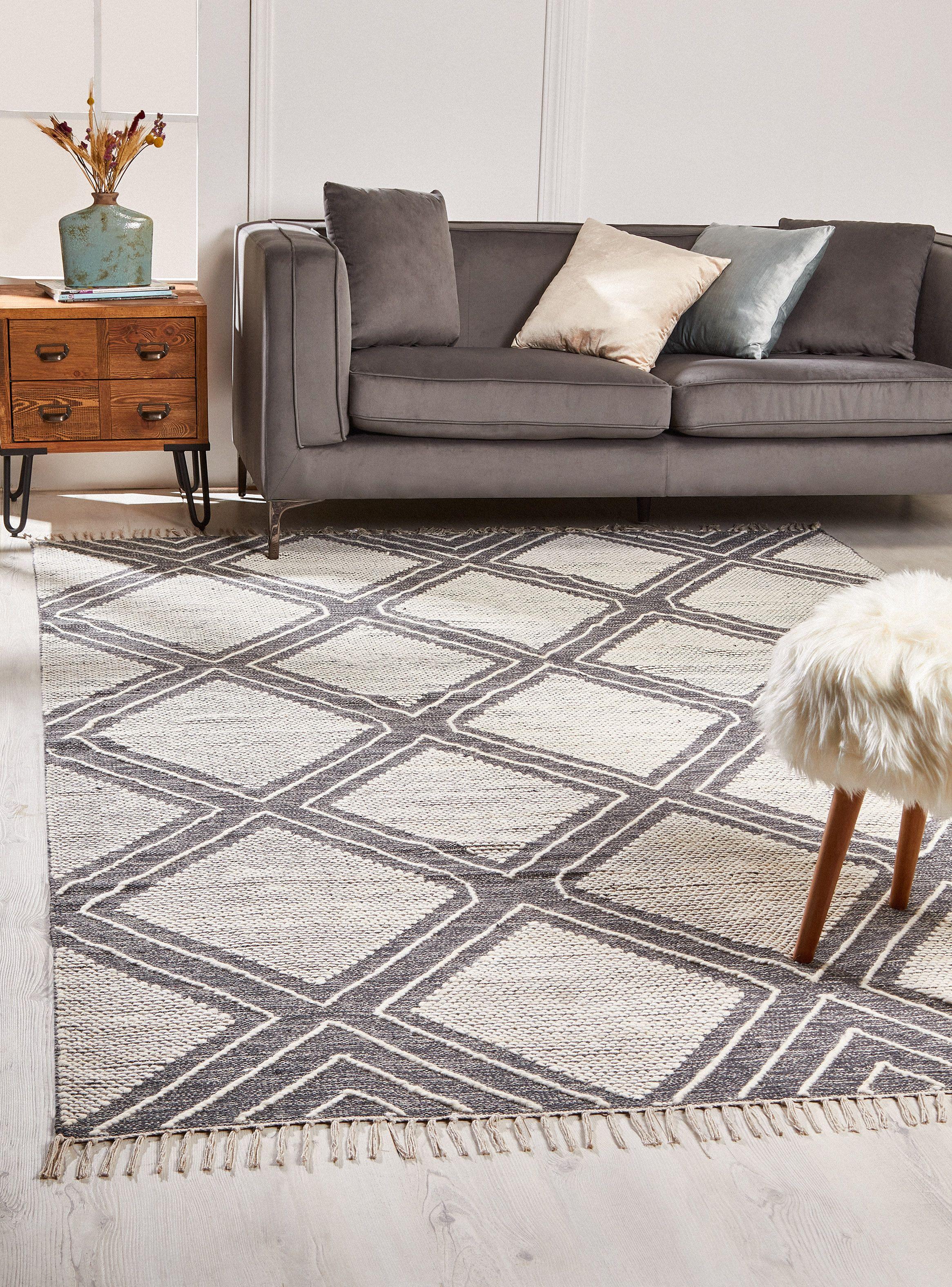 Alfombra 160 x 230 cm Woven Geo Anthracite D2-1