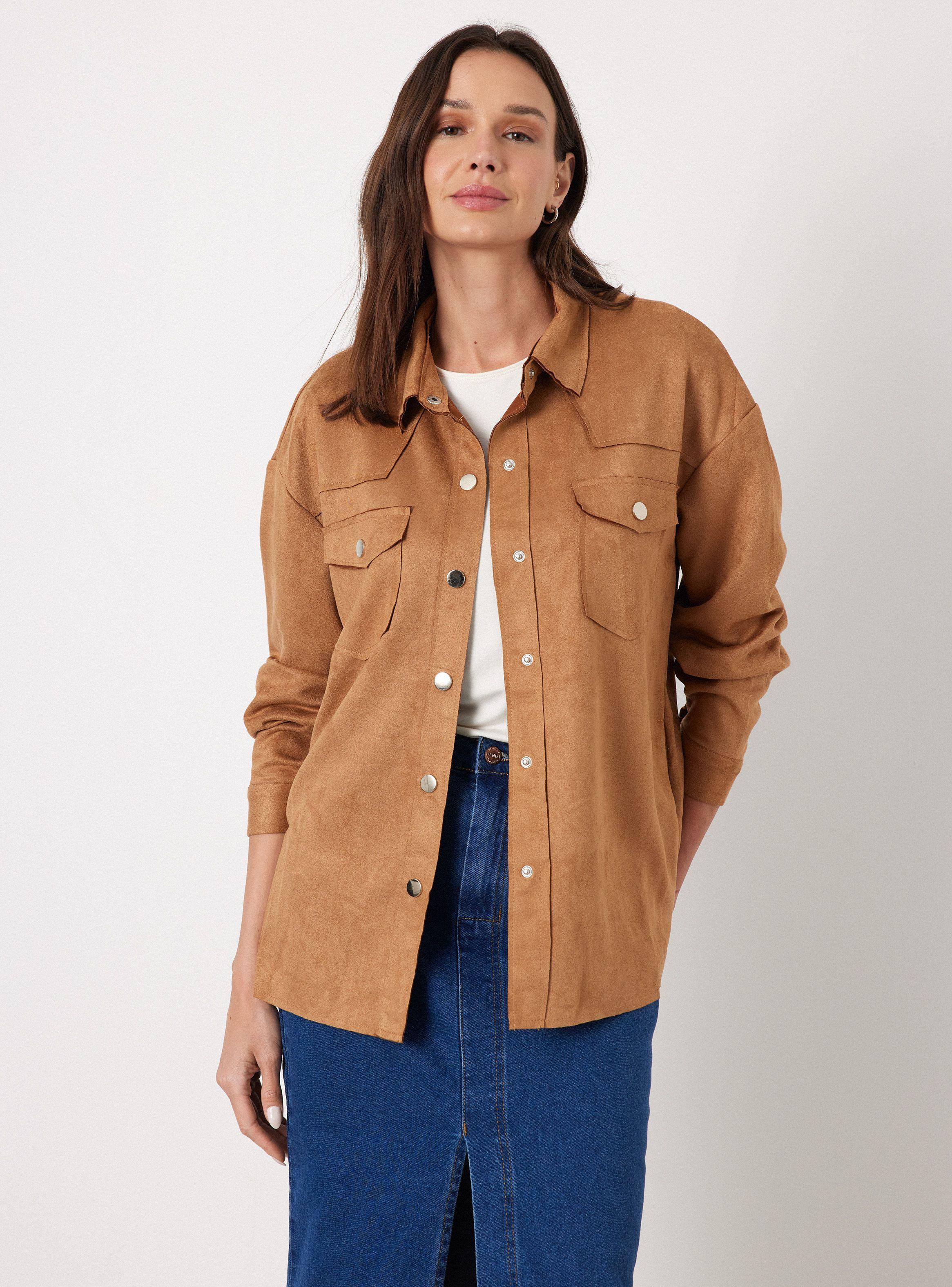 Chaqueta Sobre Camisa Tipo Gamuza-0