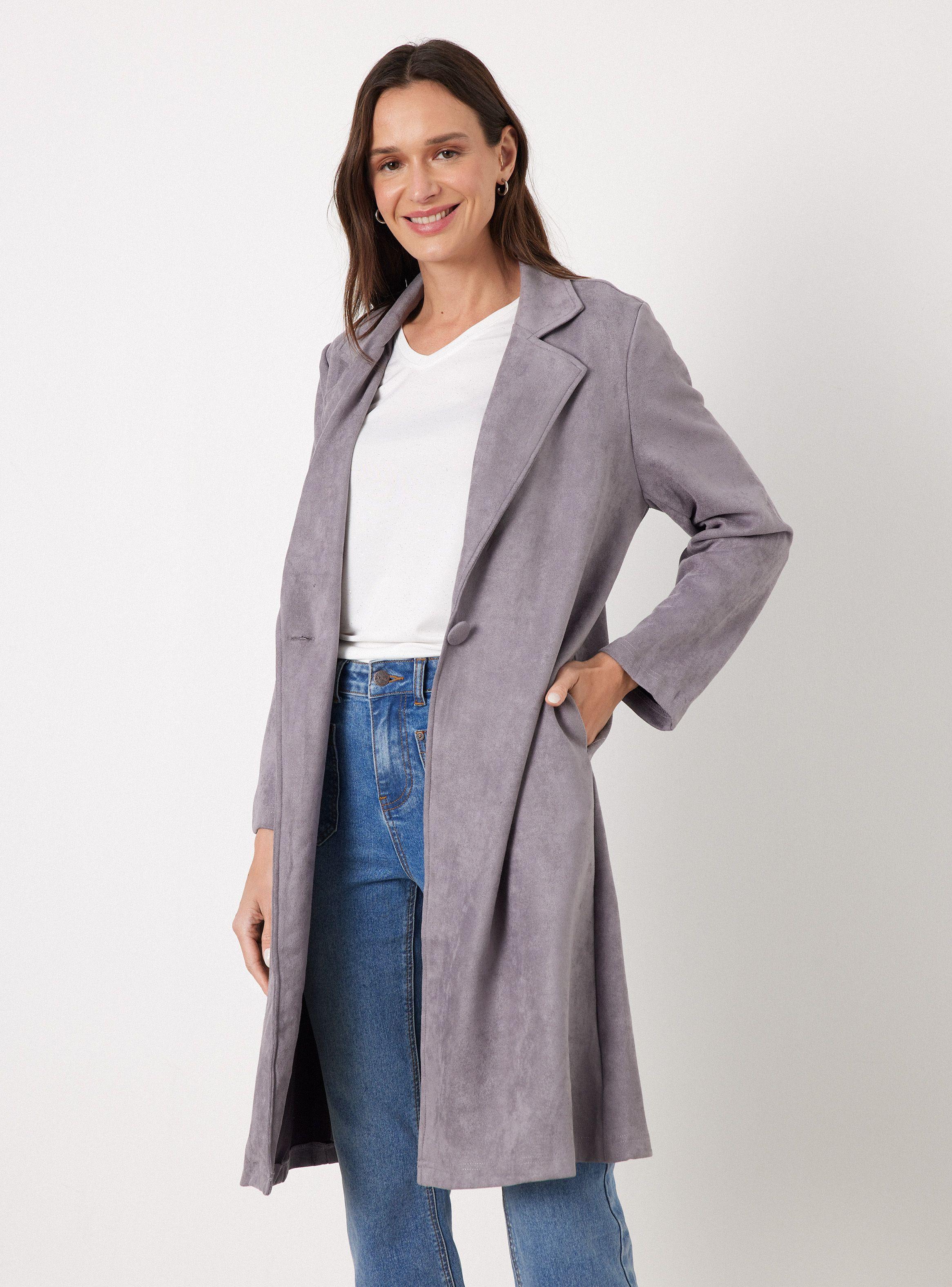Chaqueta Larga Tipo Gamuza-0