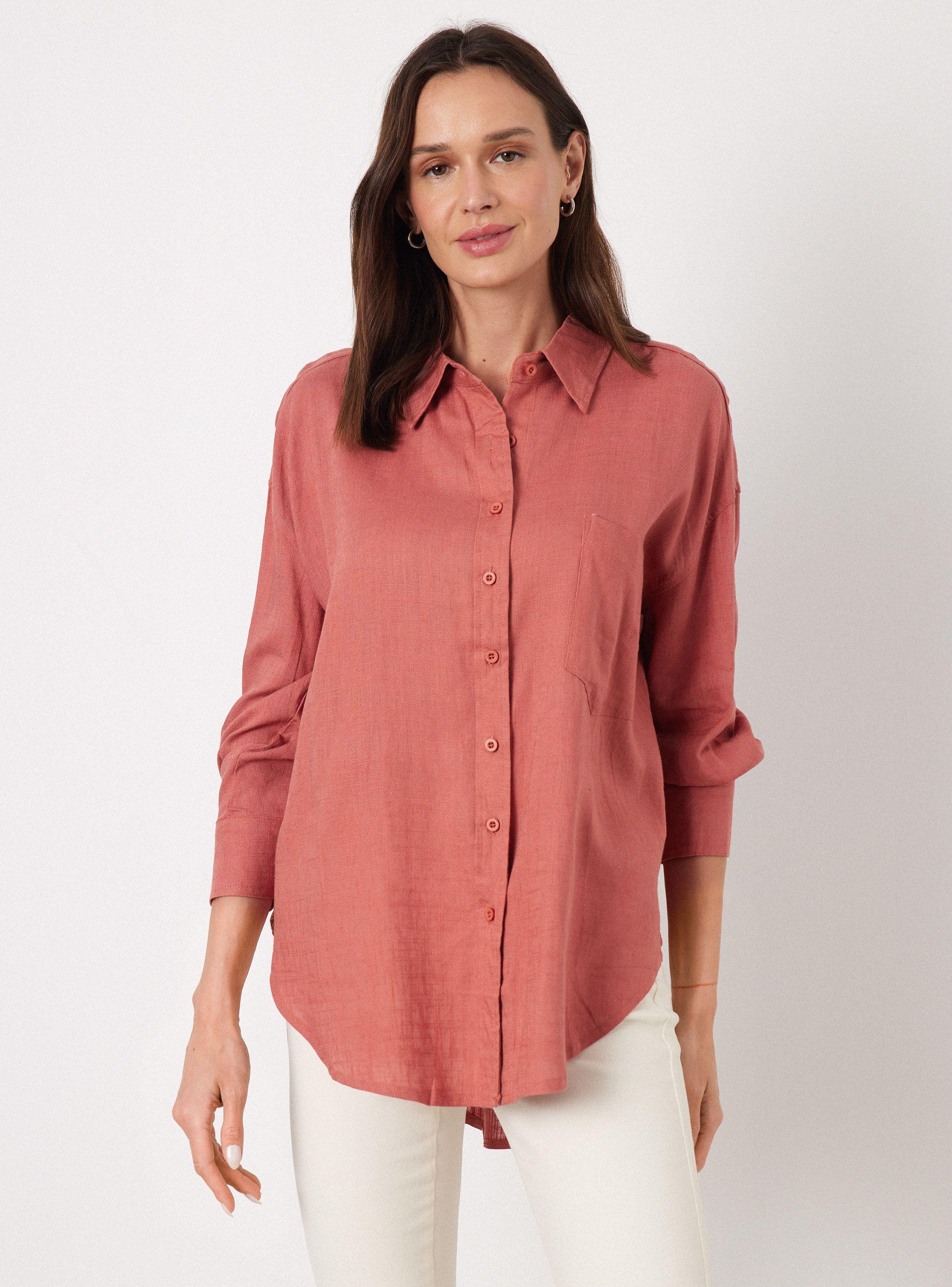 Blusa de Lino Manga Larga-0