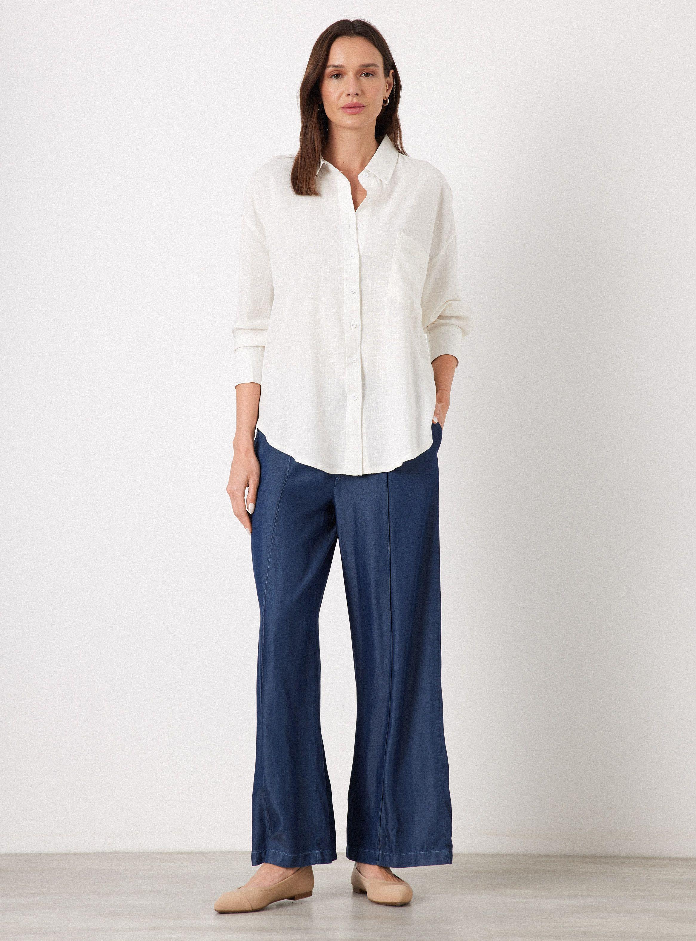 Blusa de Lino Manga Larga-4