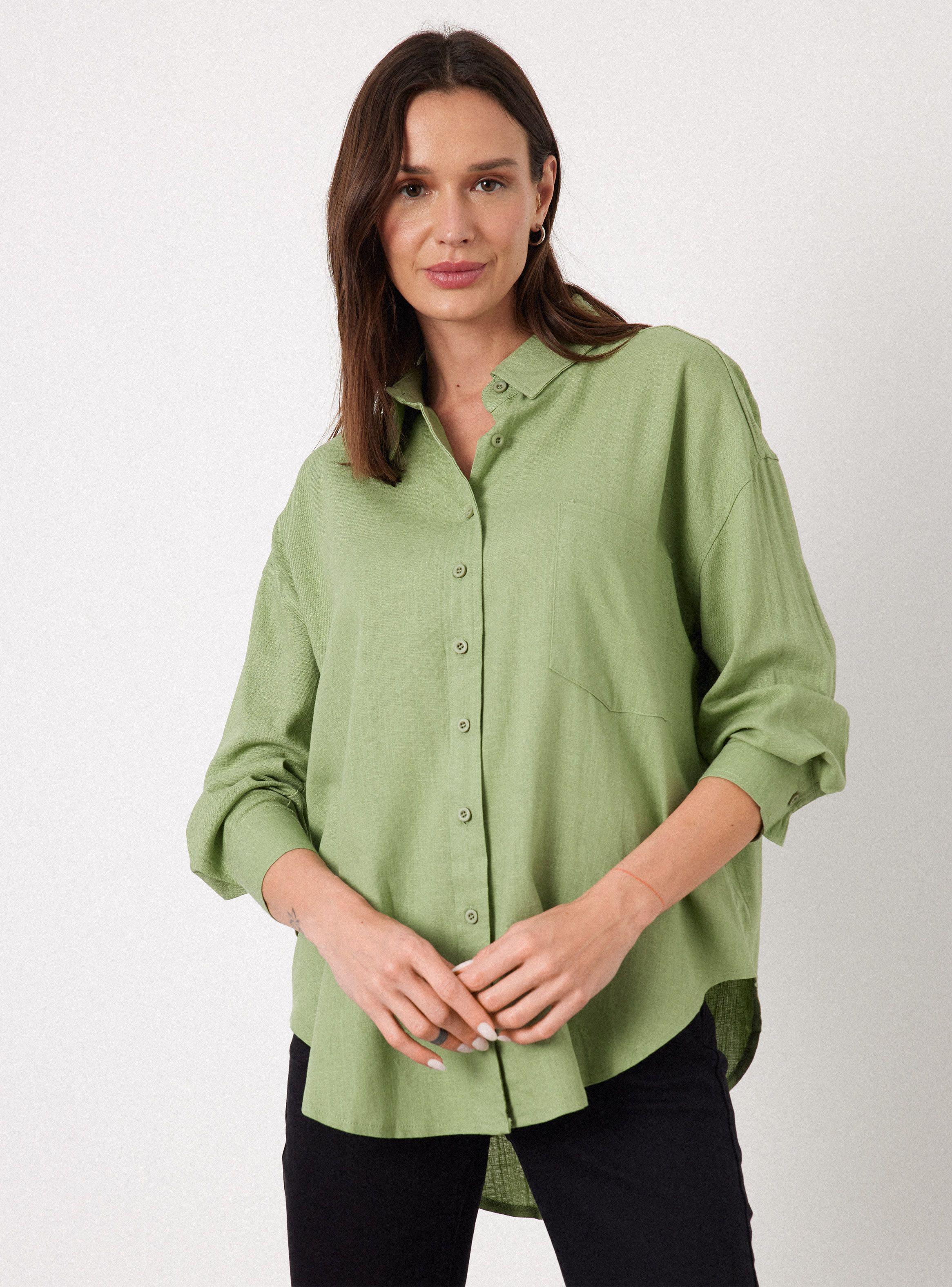 Blusa de Lino Manga Larga-0