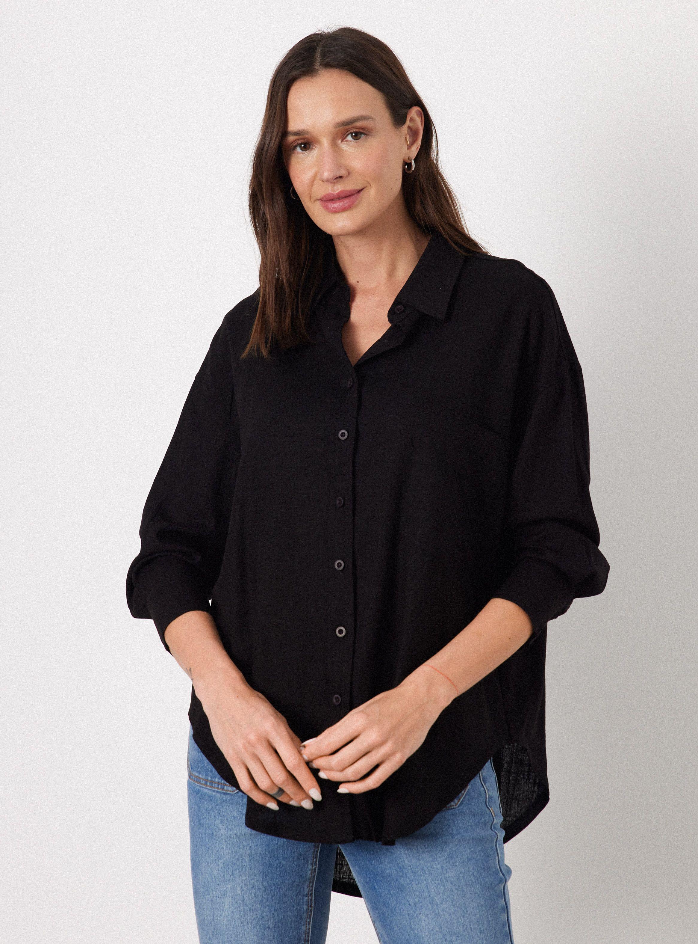 Blusa de Lino Manga Larga-0