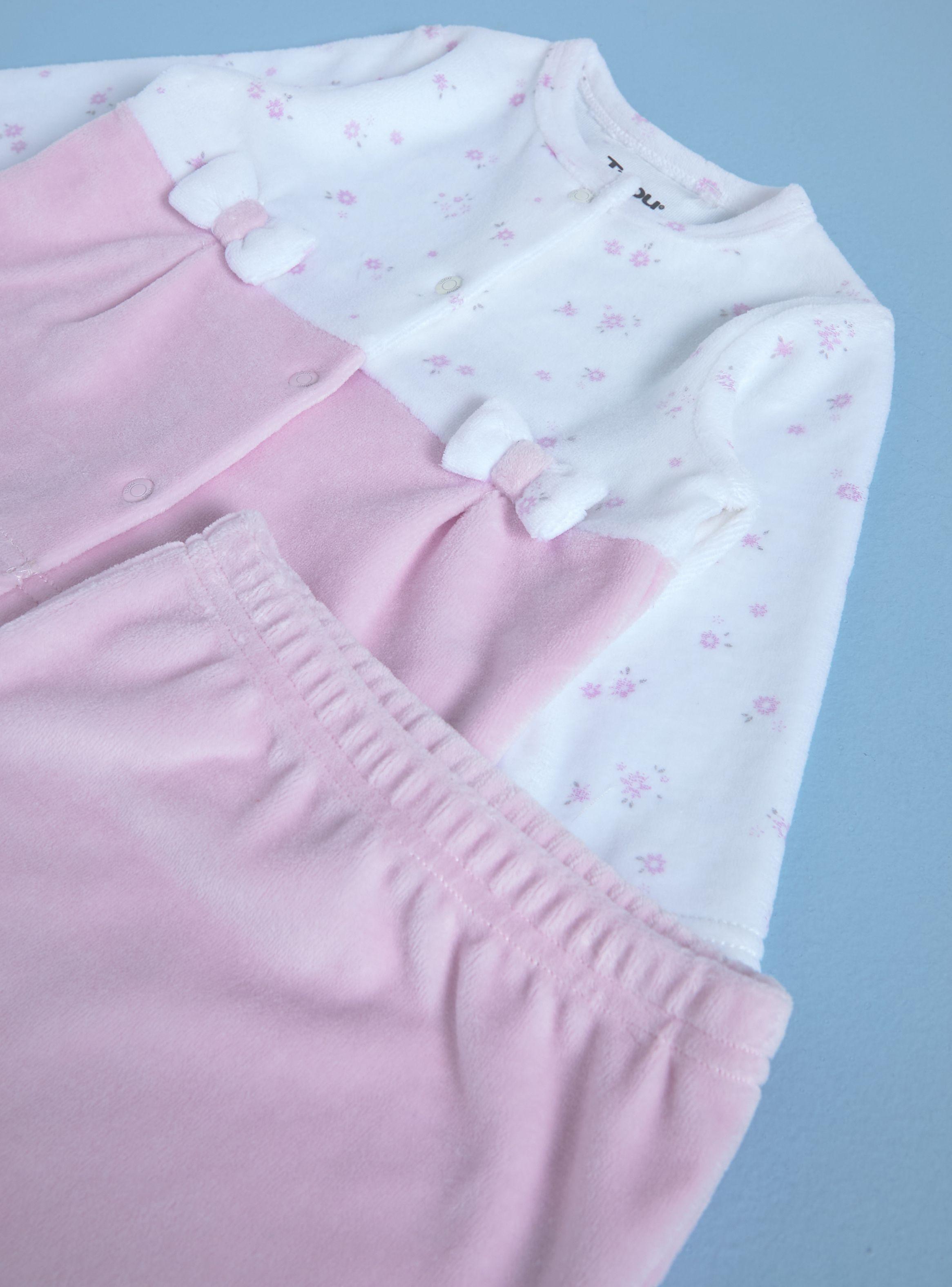 Conjunto de Velour Estampado con Moños Delanteros-2