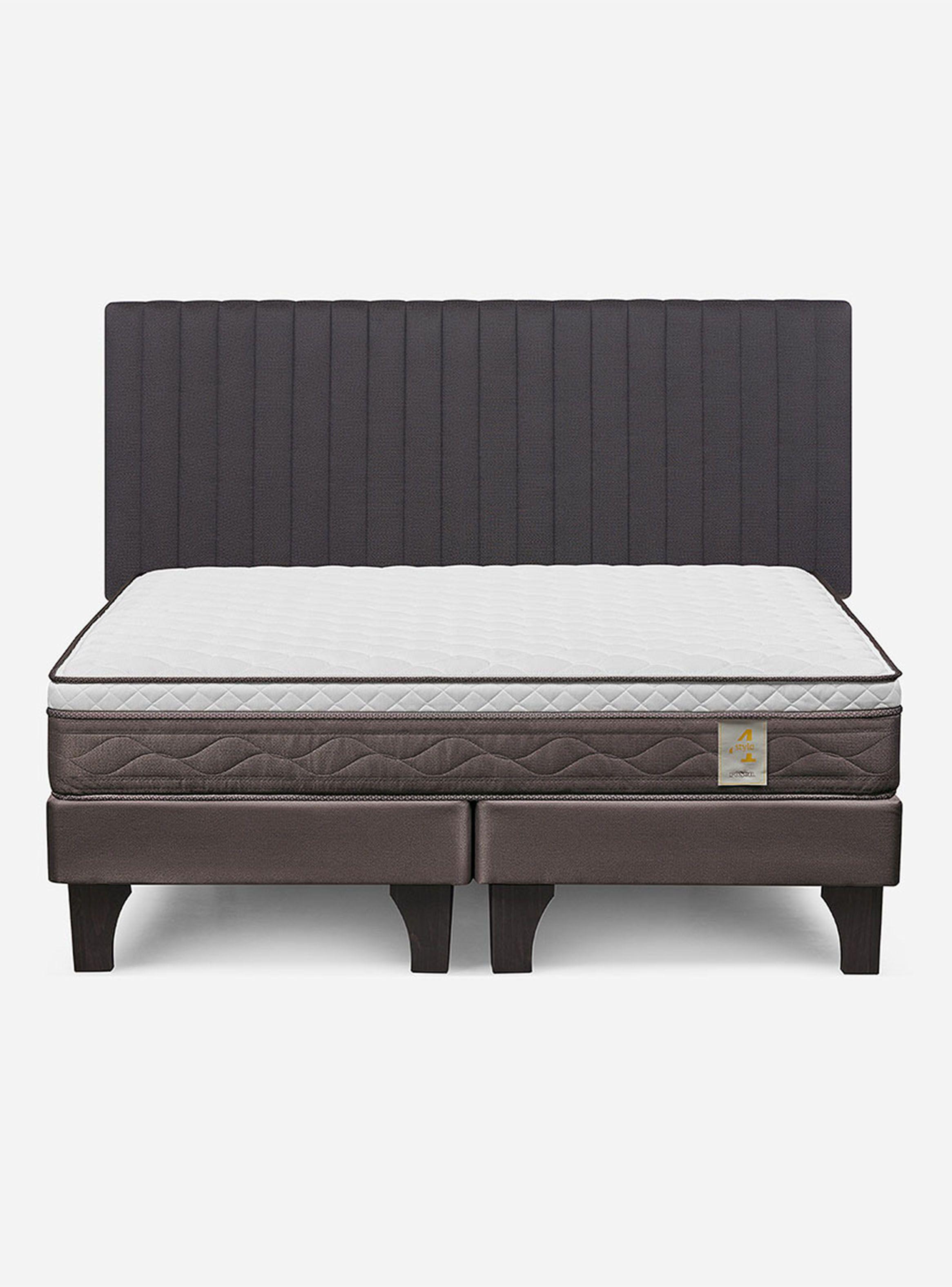 Cama Europea New Style 4 Plus Base Dividida 2 Plazas + Respaldo Lucio grafito-1