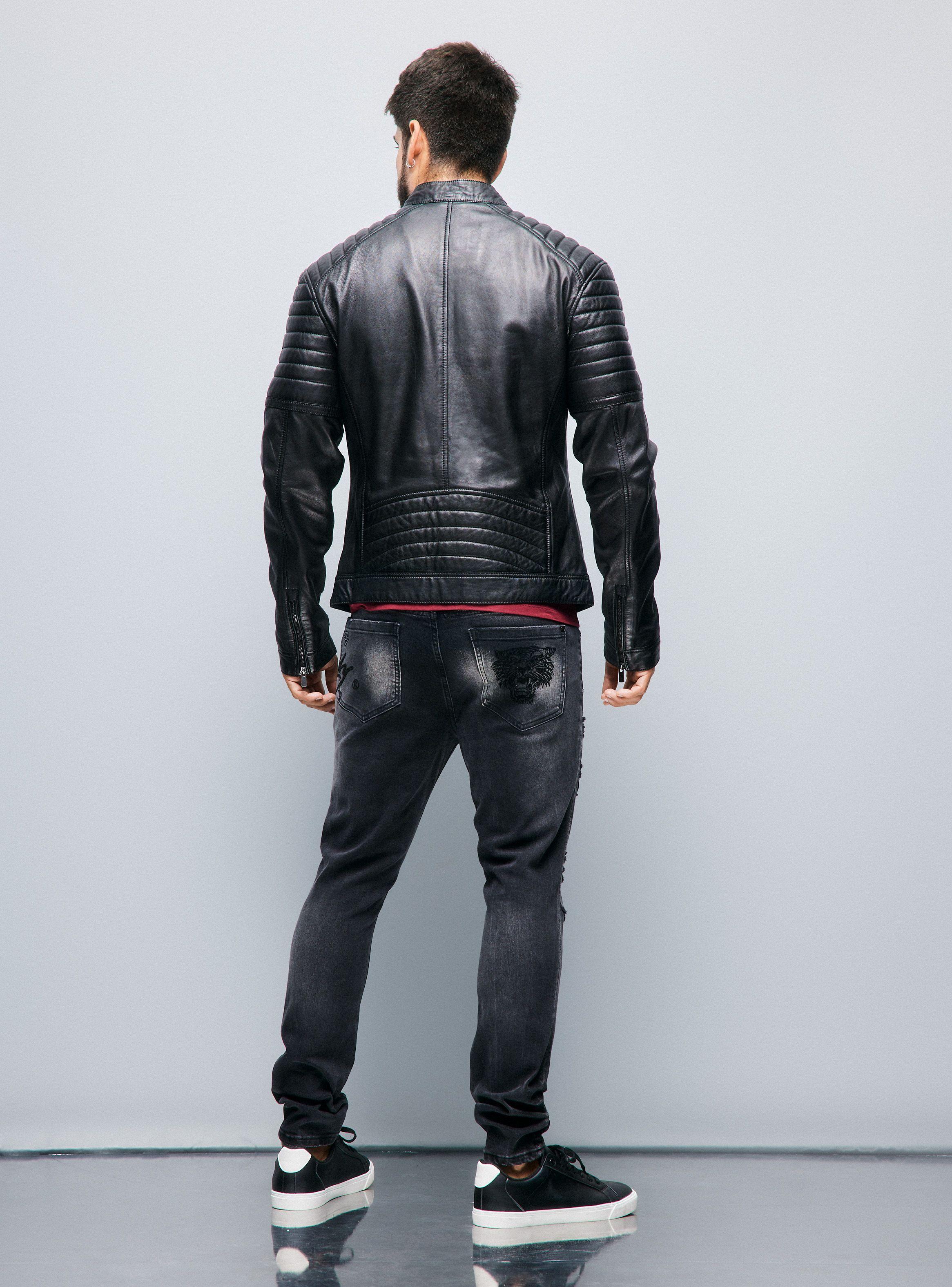 Chaqueta Cuero Real Biker Ed Hardy-5