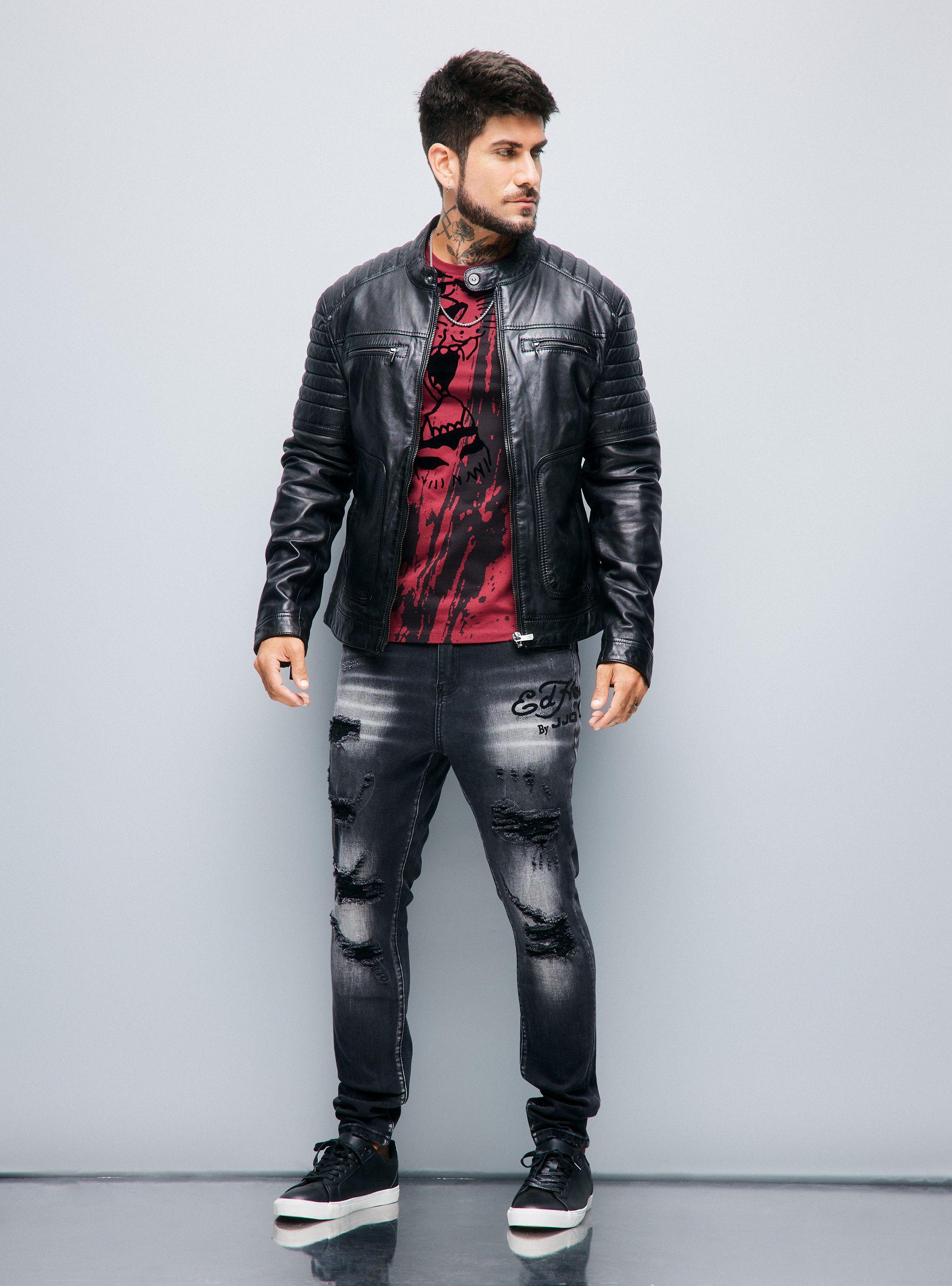 Chaqueta Cuero Real Biker Ed Hardy-4