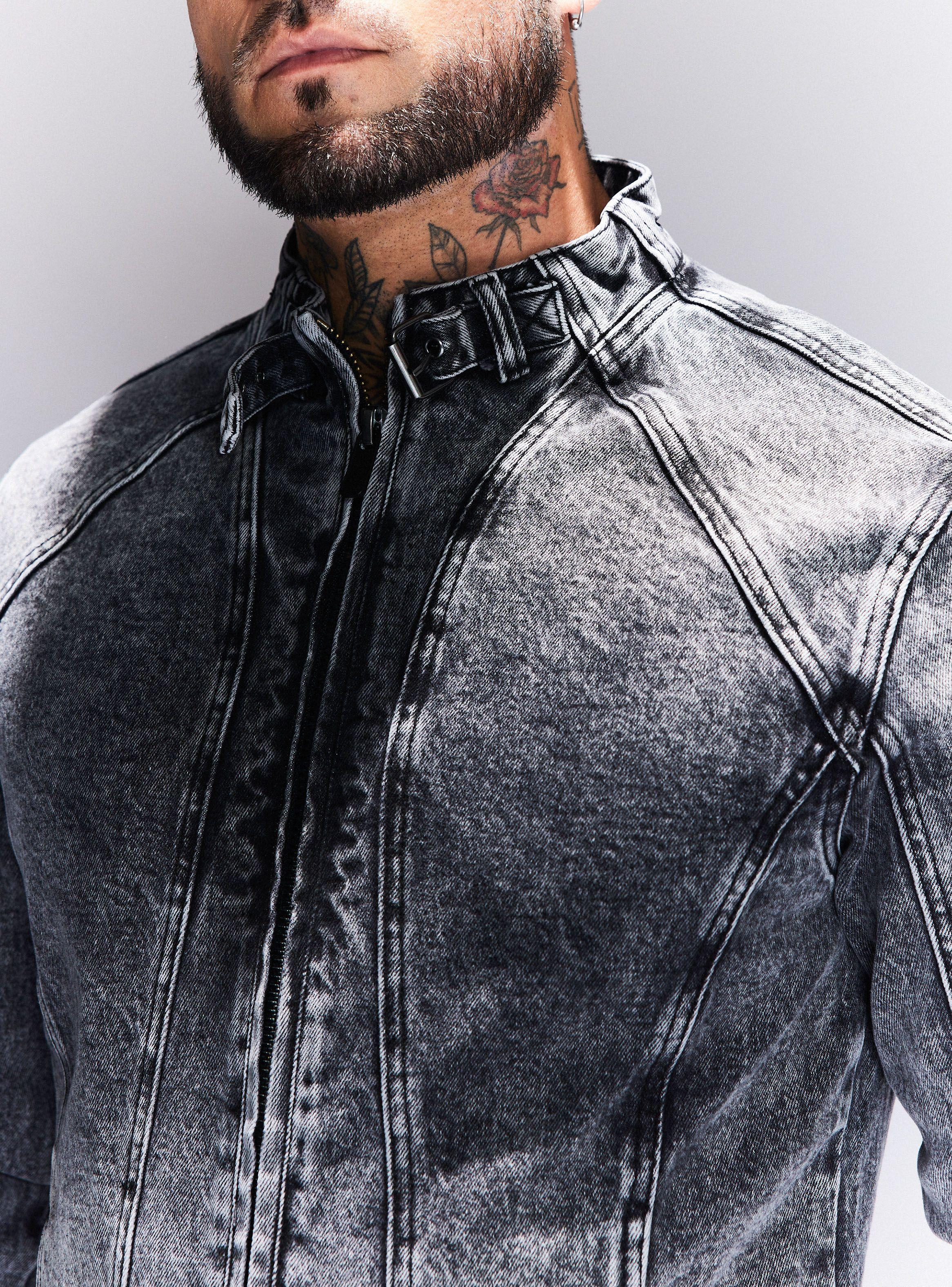 Chaqueta Biker Denim Lavado Gravillado-2