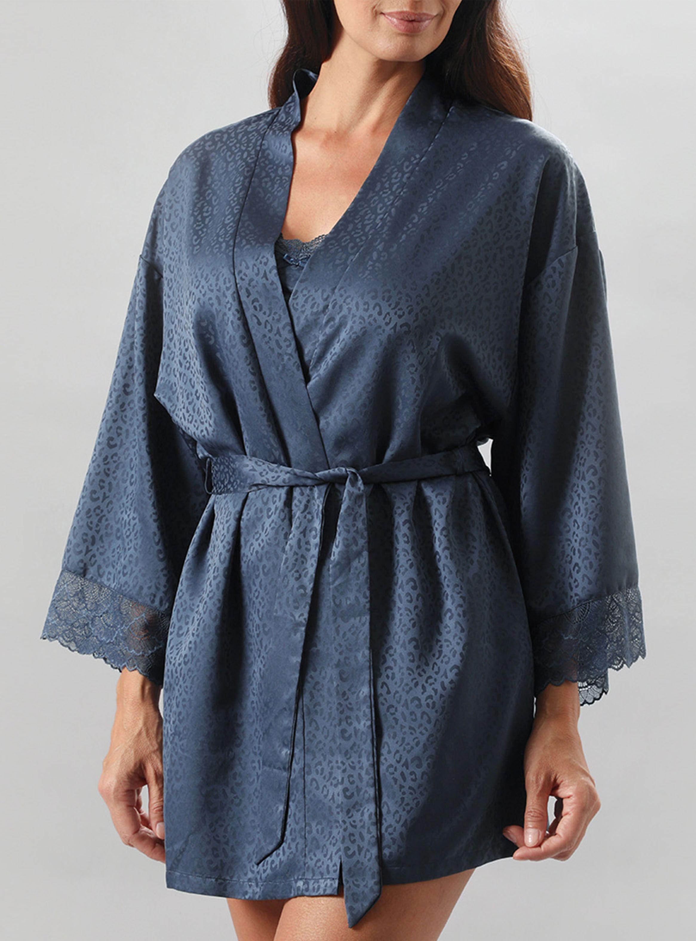 Bata Satín Jacquard Manga Larga-2