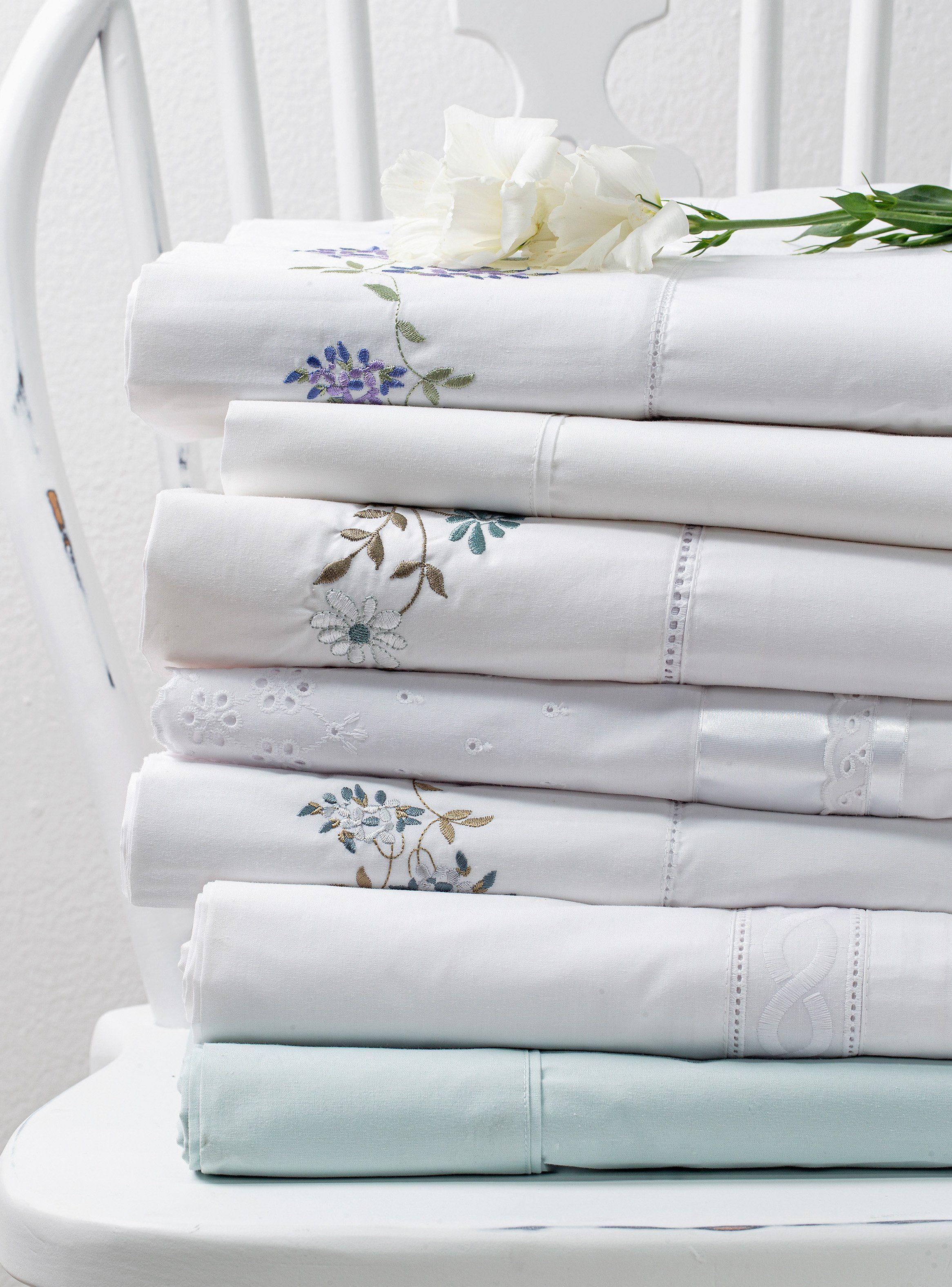 Sábanas 2 Plazas Nina Herrera 220 Hilos Broderie Blanco-3