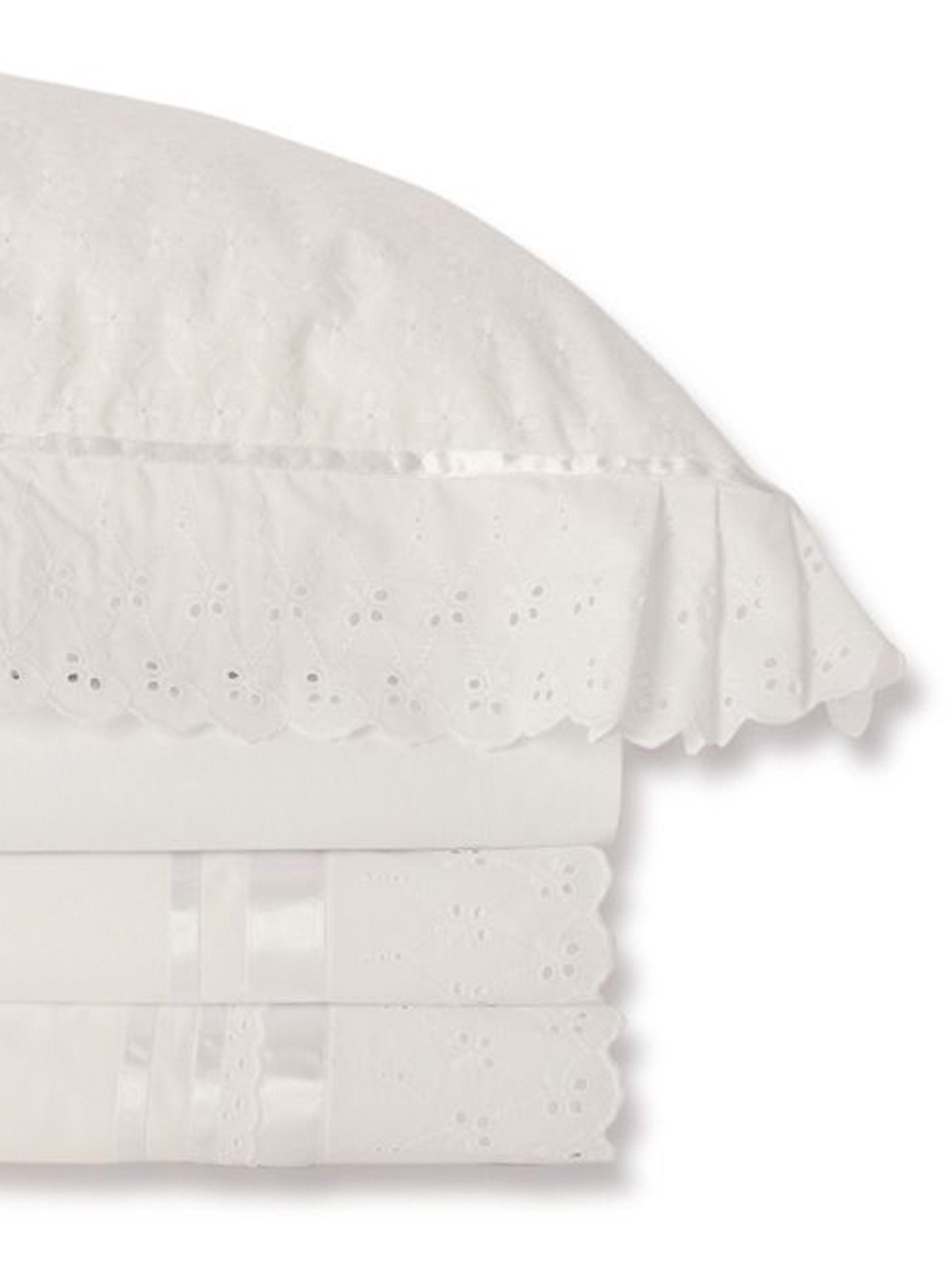 Sábanas 2 Plazas Nina Herrera 220 Hilos Broderie Blanco-2