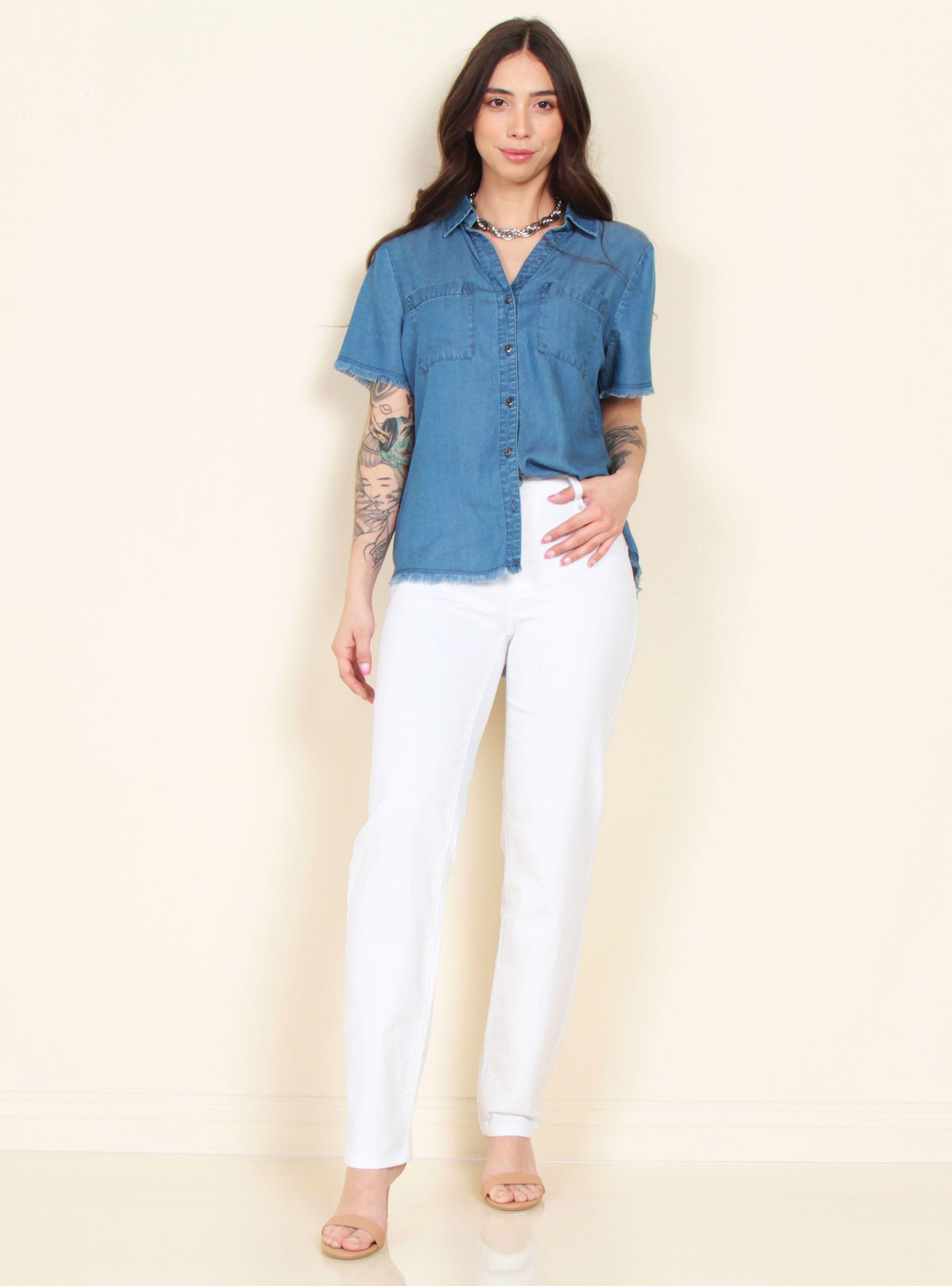 Blusa Manga Corta Lyocell Bolsillos Abotonada-4