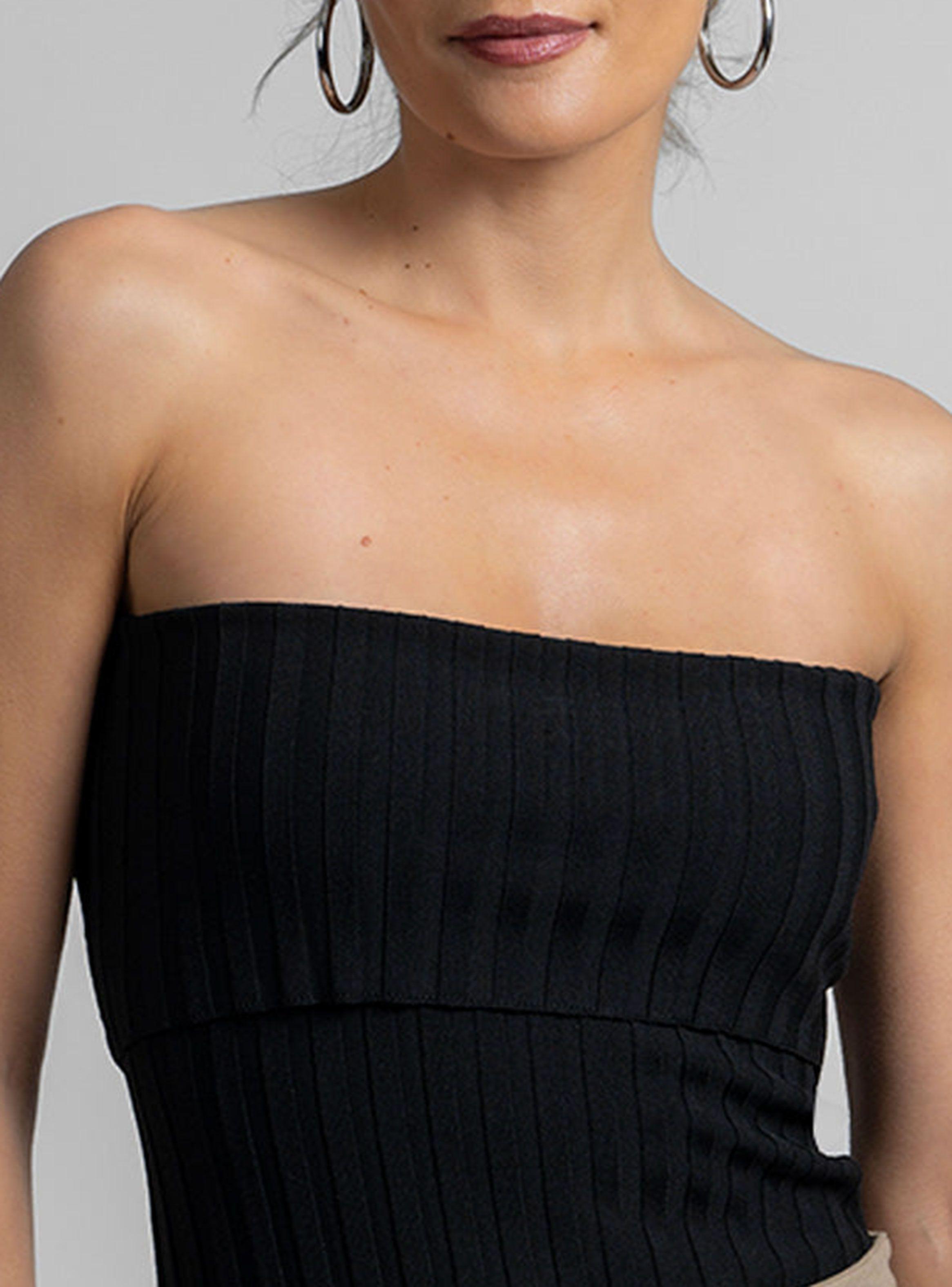 Polera Caro Strapless Rib Negro-3