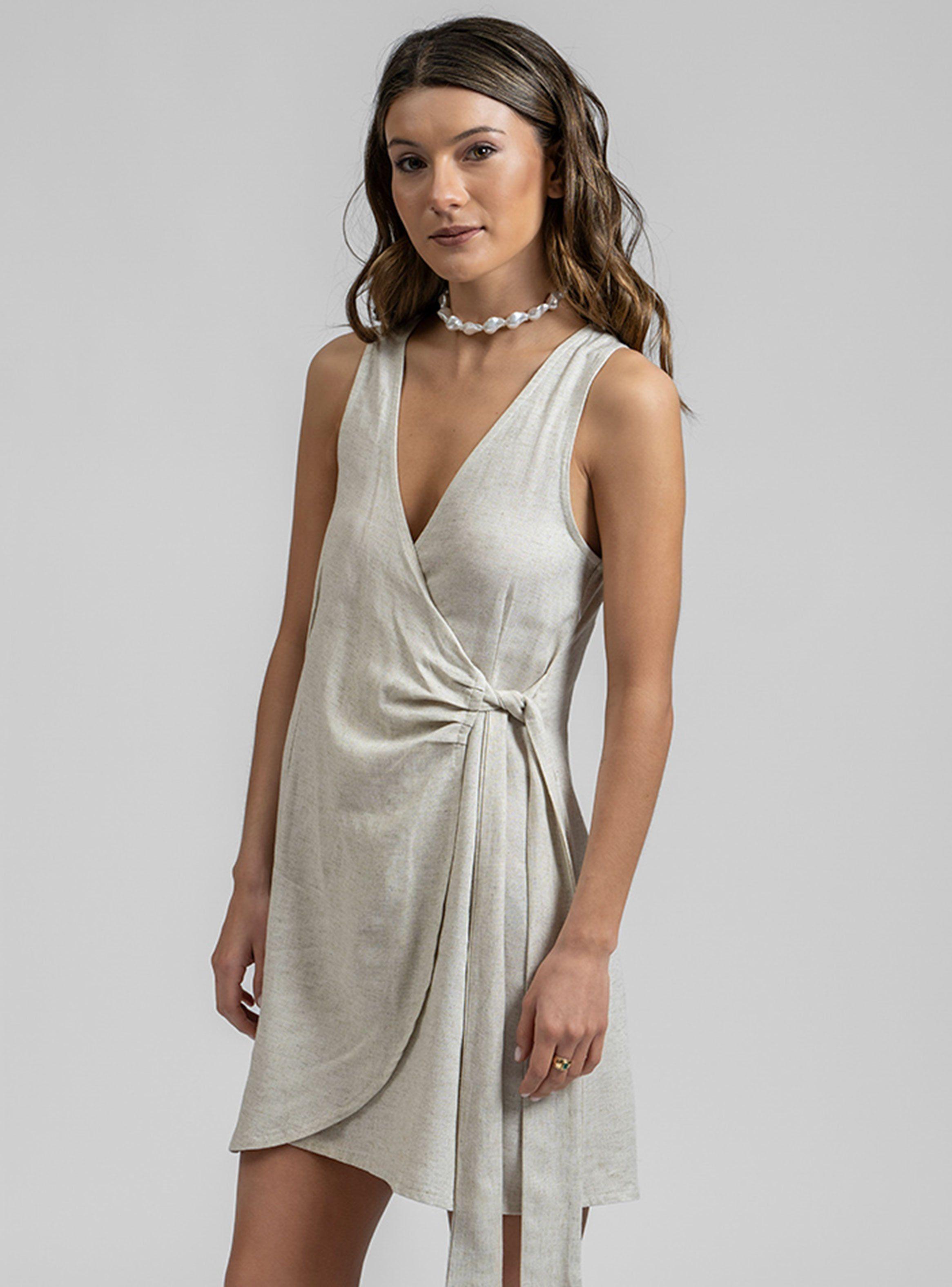 Vestido Isa Lino con Amarra-0