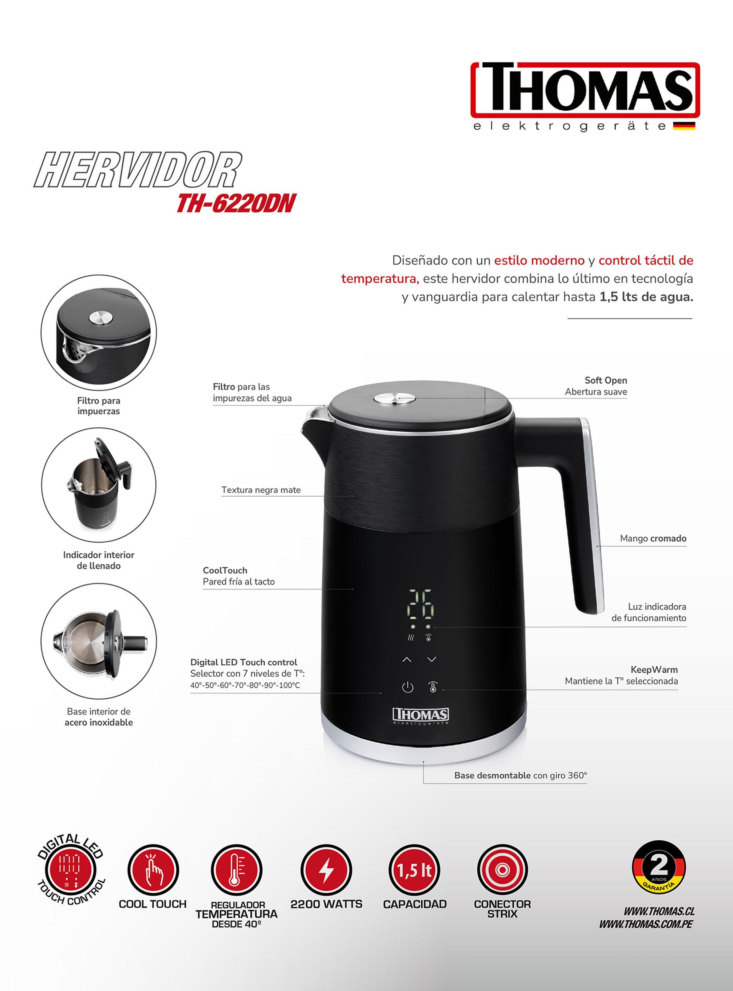 Hervidor Digital 1.5 Litros TH-6220DN Negro-5