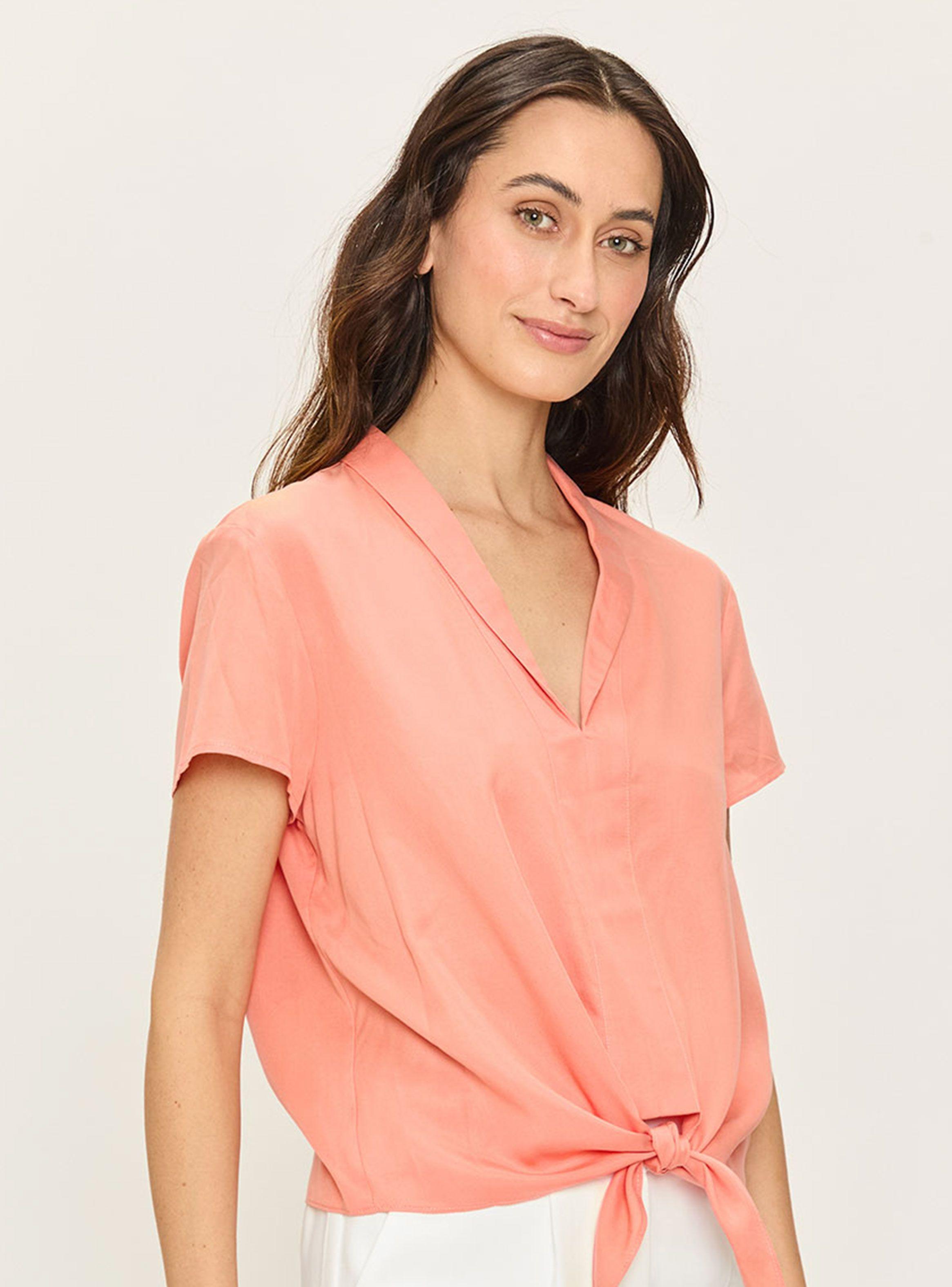 Blusa Lisa Nudo y Cuello en V-2
