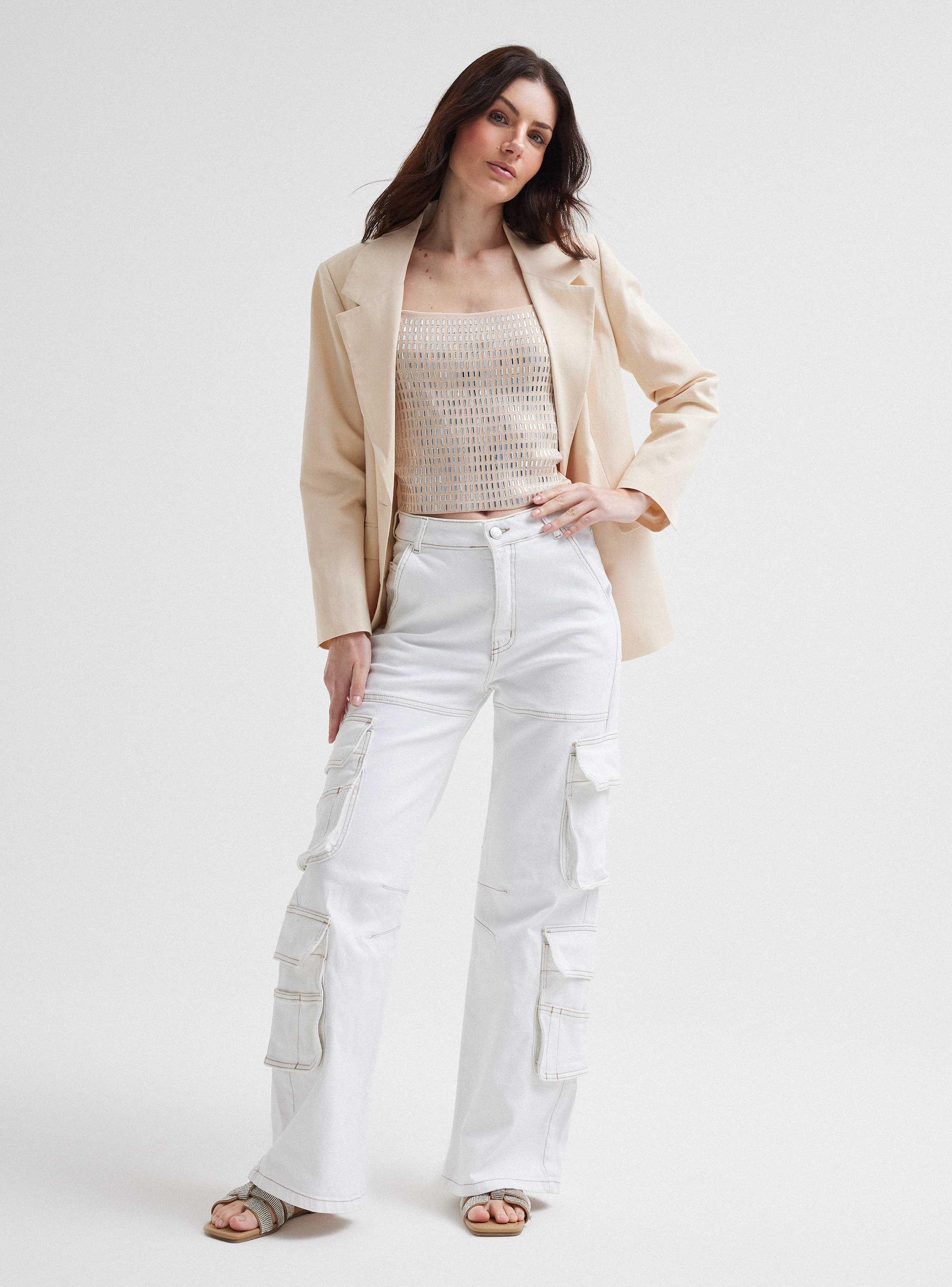 Jeans Cargo Bolsillos Tiro Medio-4