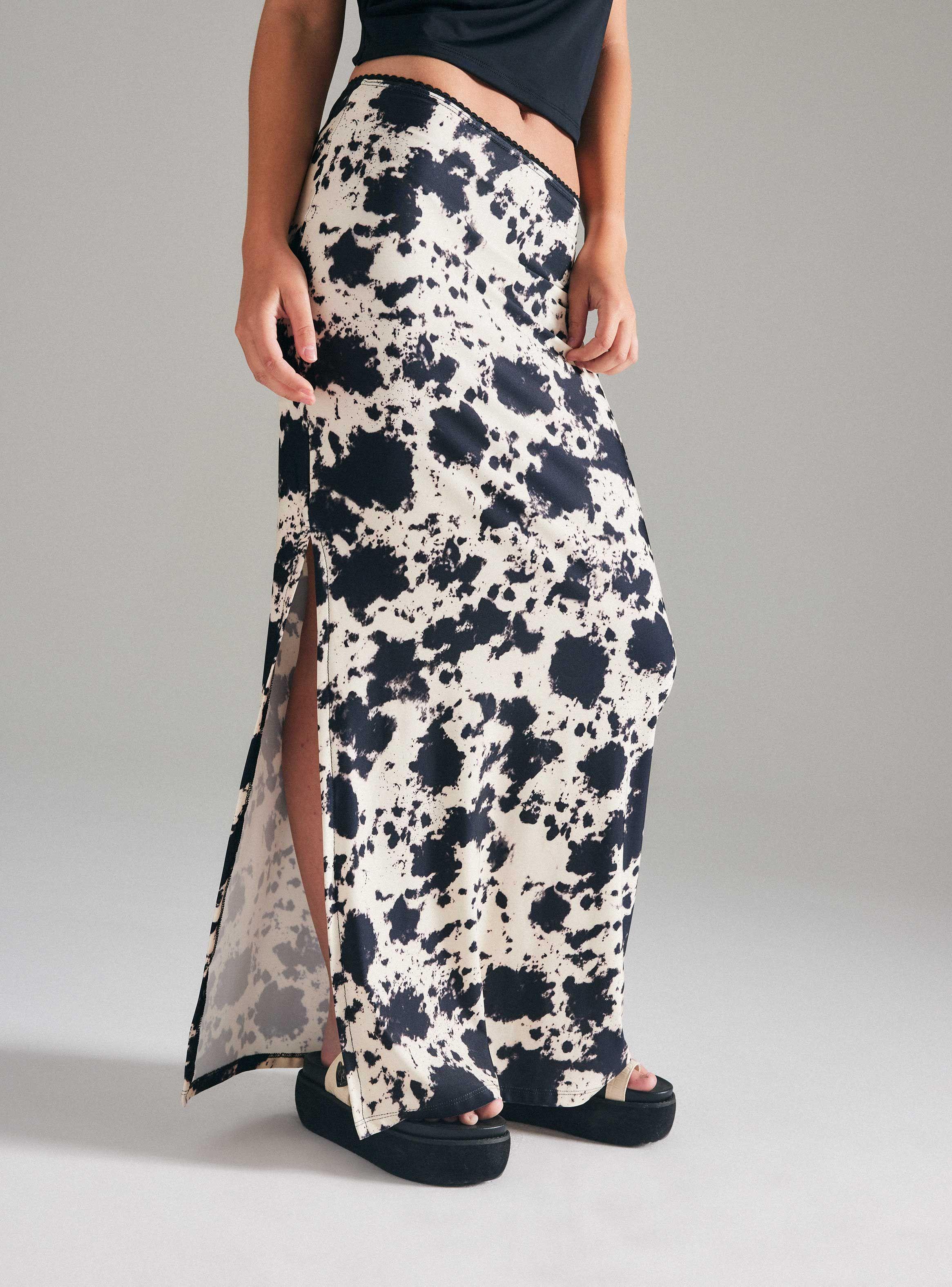 Falda Midi Ajustada Estampado-0