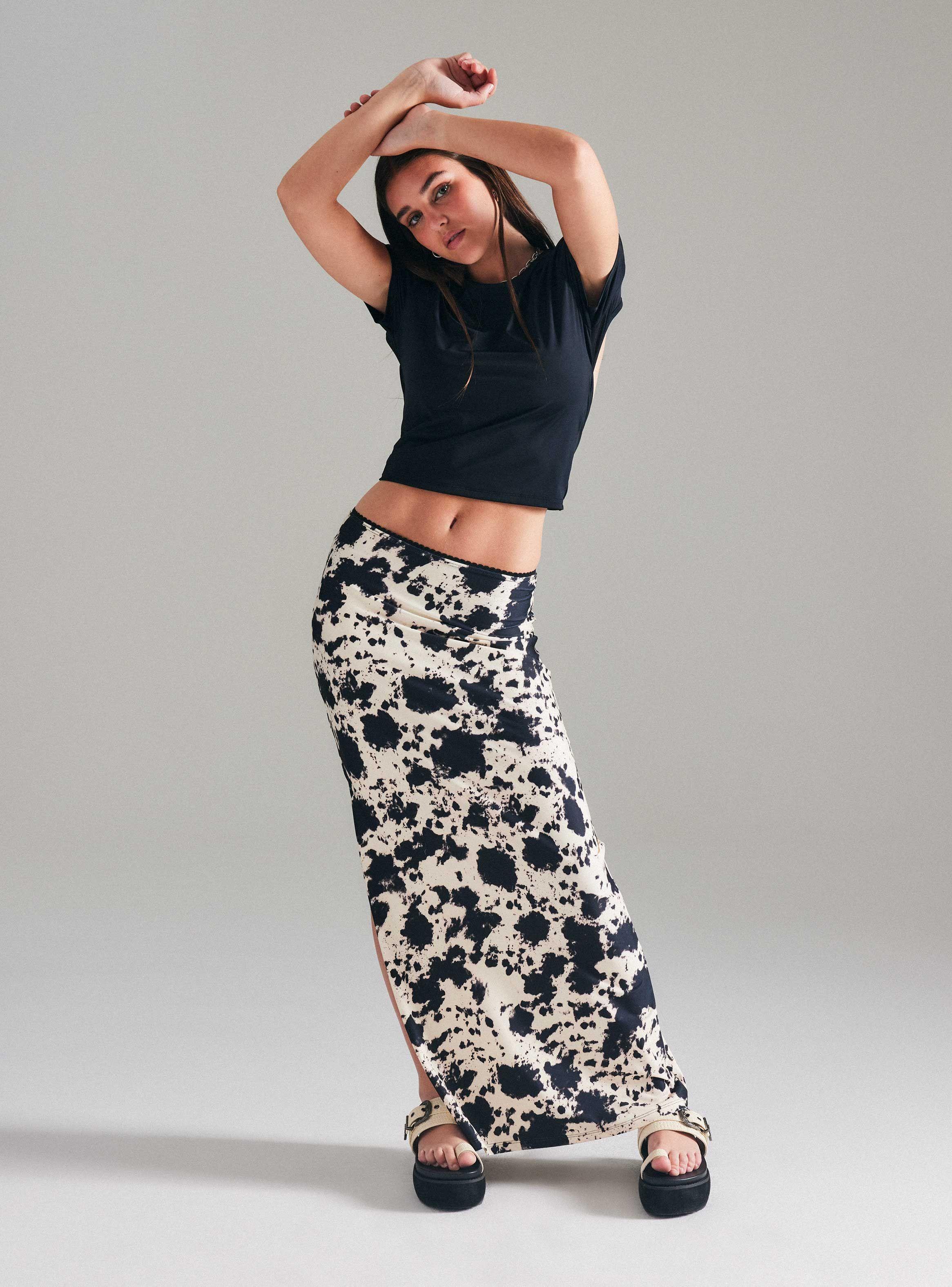 Falda Midi Ajustada Estampado-4
