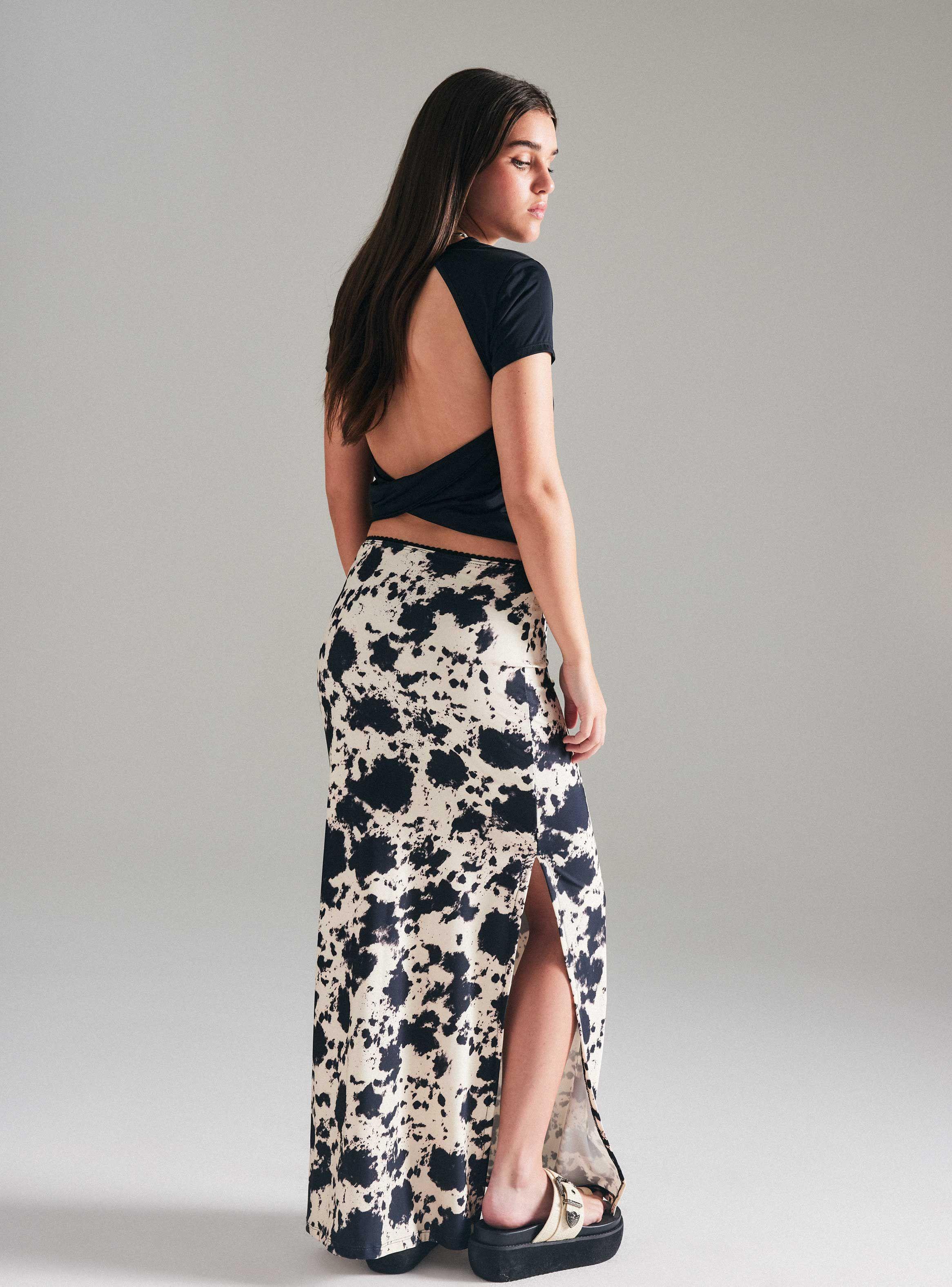 Falda Midi Ajustada Estampado-5
