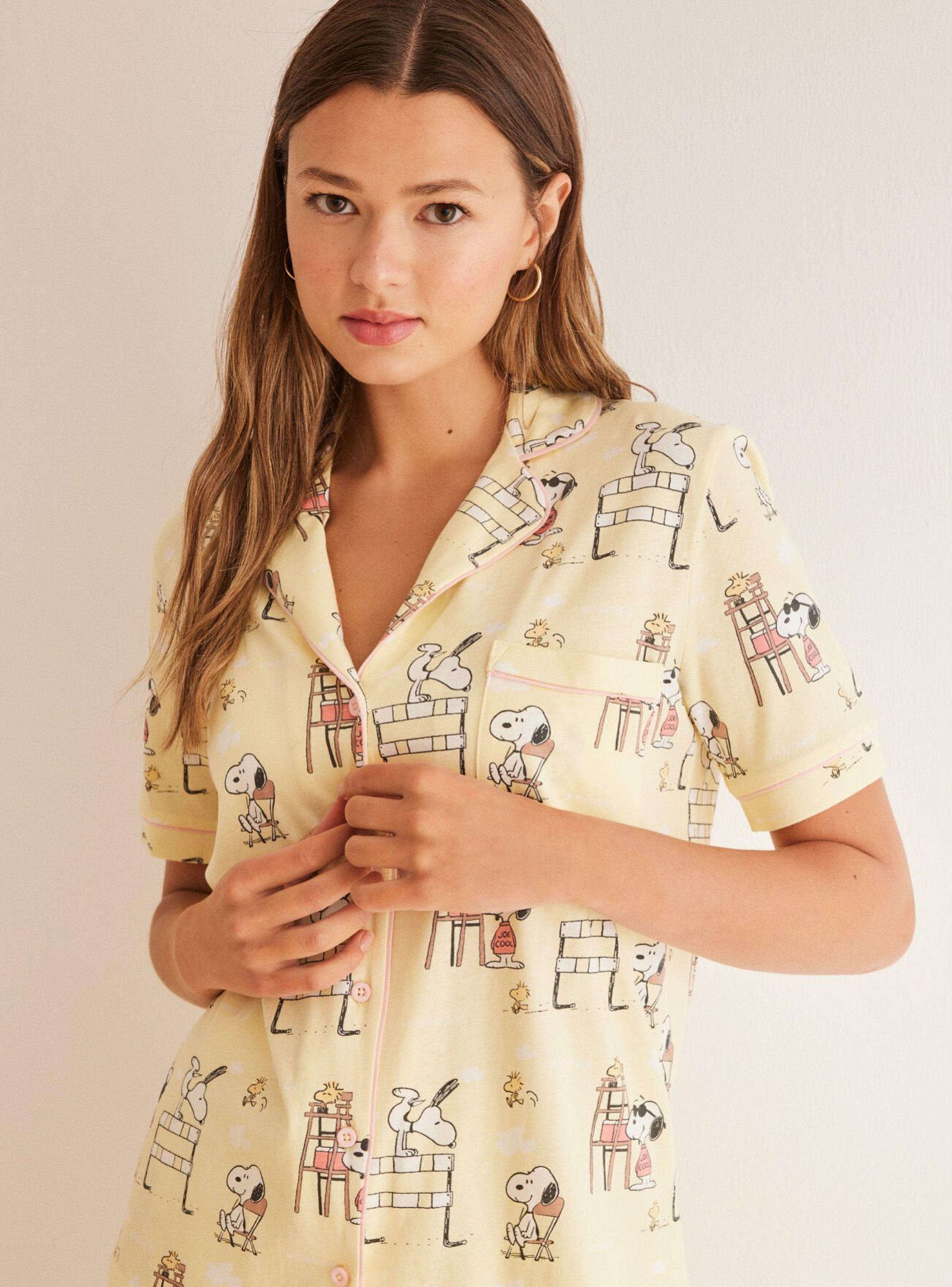 Pijama Camisero Corto Algodón Snoopy-1