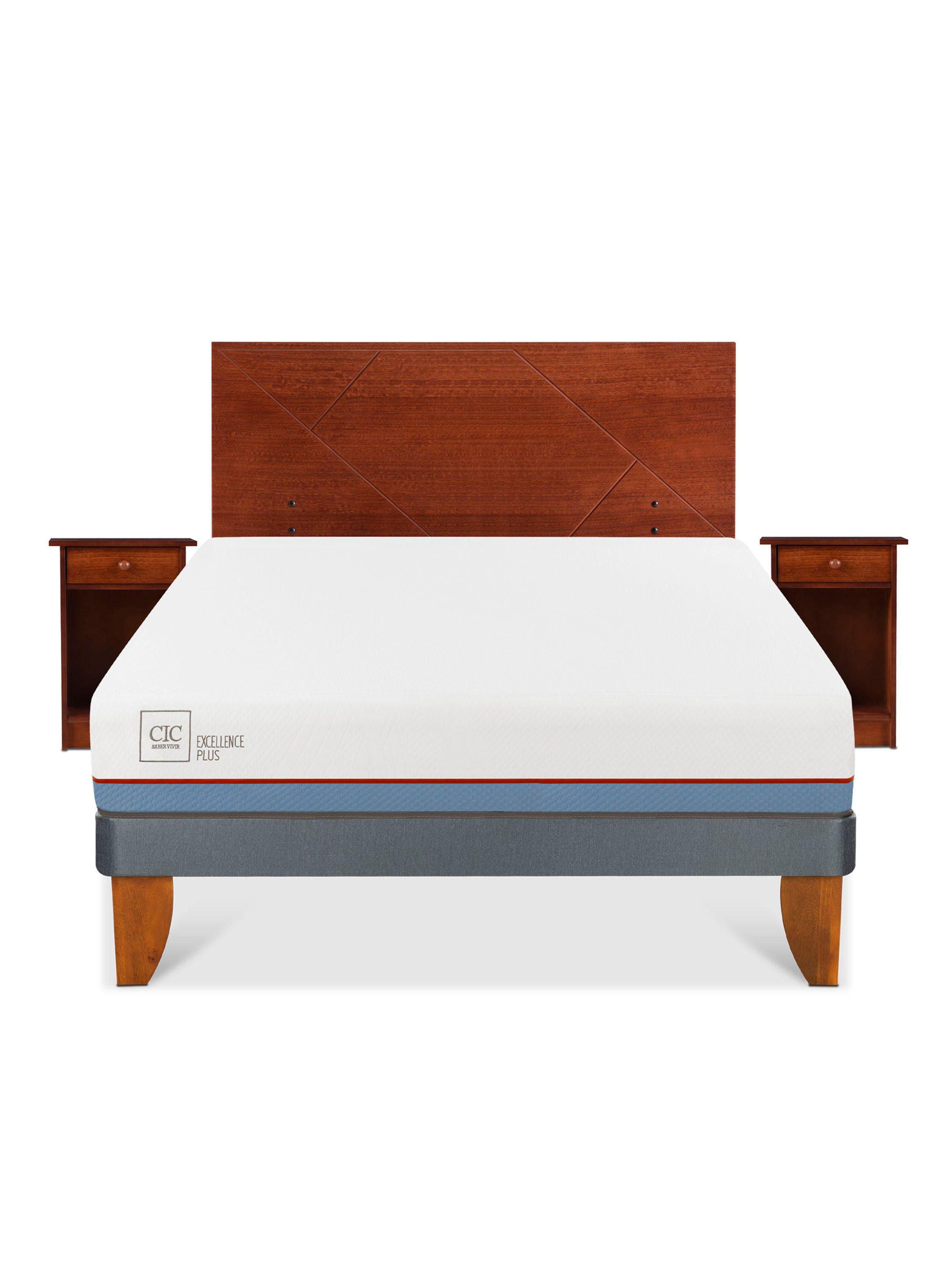 Cama Europea Excellence Plus 2 Plazas Base Normal + Set Muebles New Villarrica-2