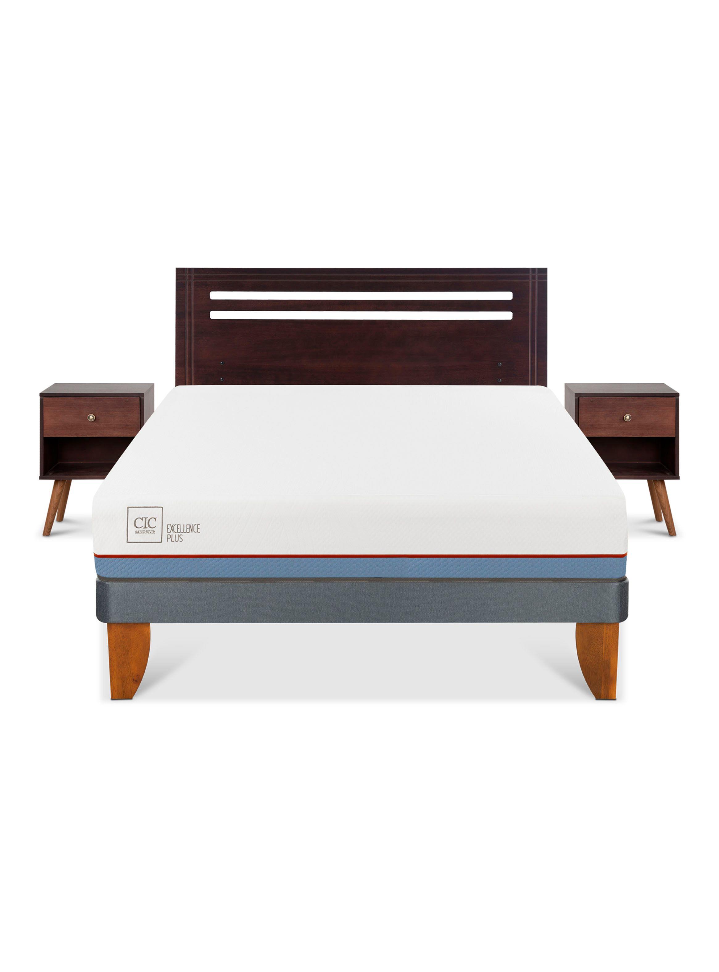Cama Europea Excellence Plus 2 Plazas Base Normal + Set Muebles New Munich-2