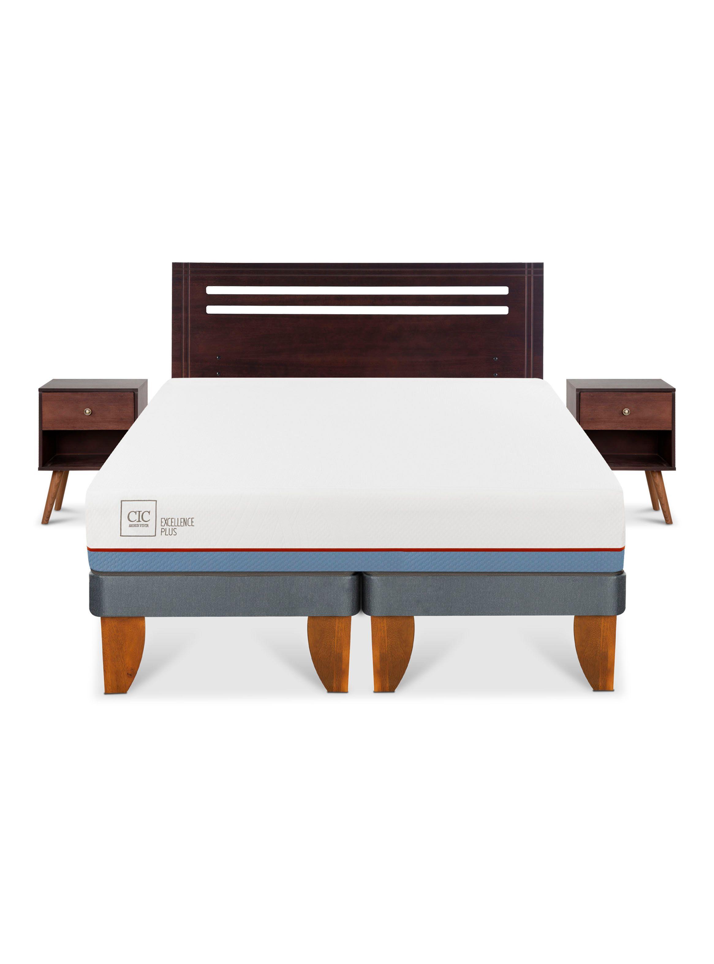 Cama Europea Excellence Plus 2 Plazas Base Dividida + Set Muebles New Munich-2