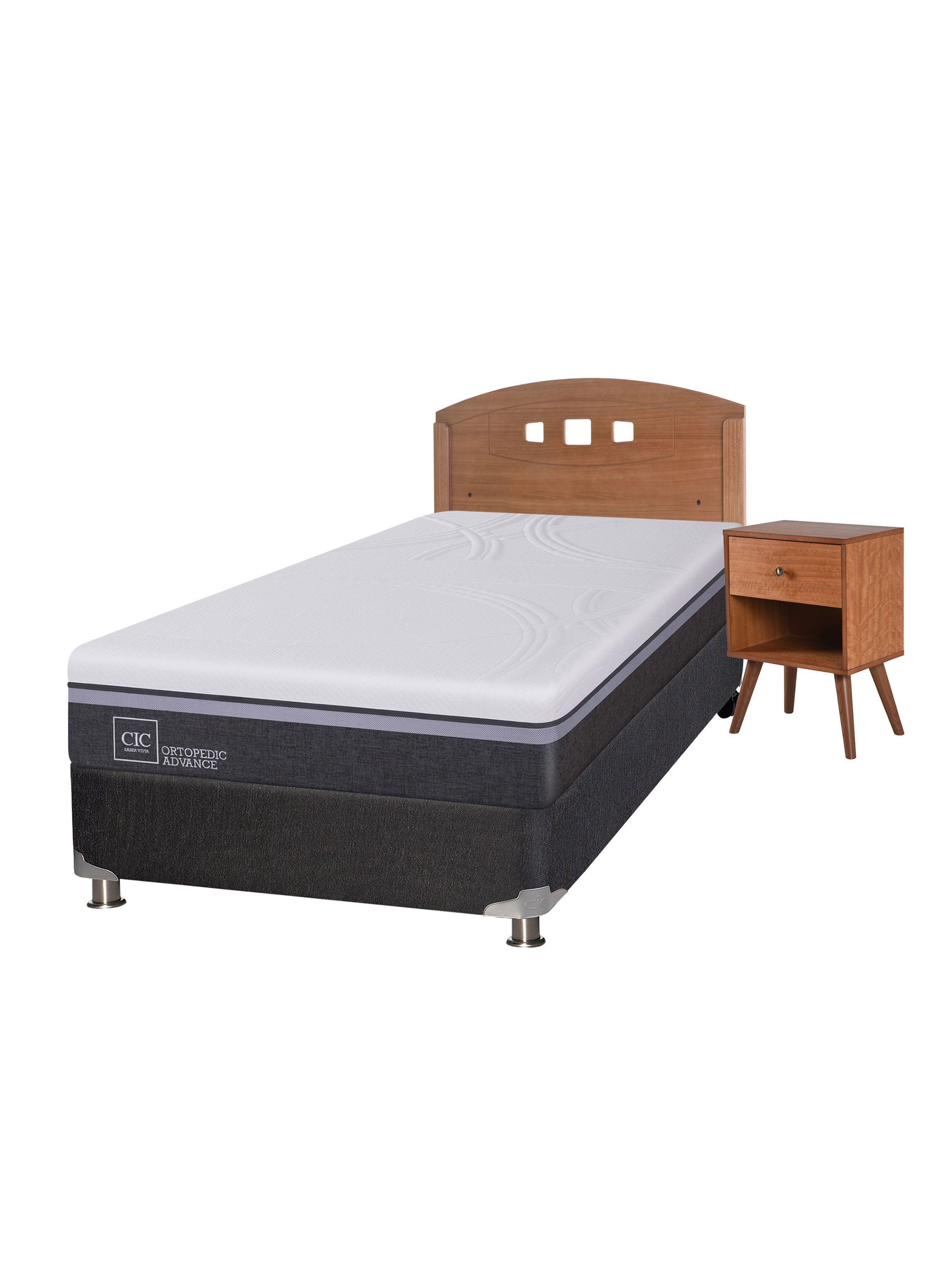 Box Spring Ortopedic Advance B5 Black 1.5 Plazas + Set Muebles New Gales-0