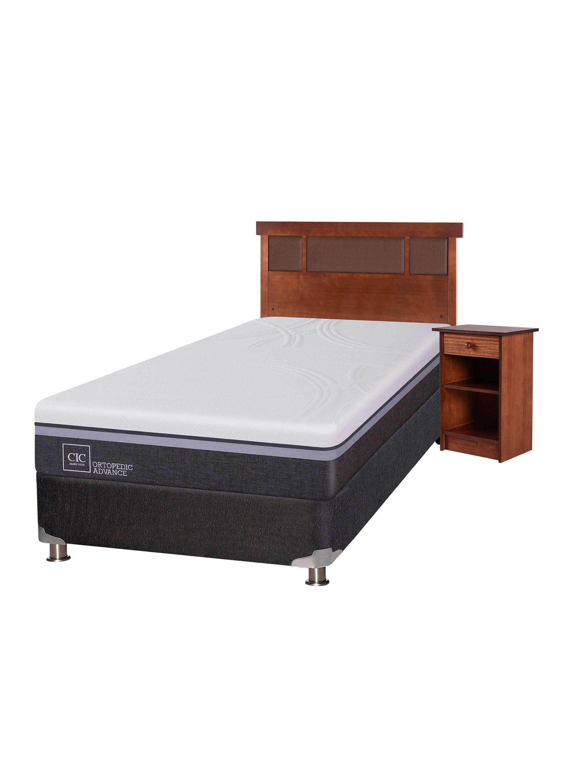 Box Spring B5 Black Ortopedic Advance 1.5 Plazas + Set Muebles New Dublín Café-0